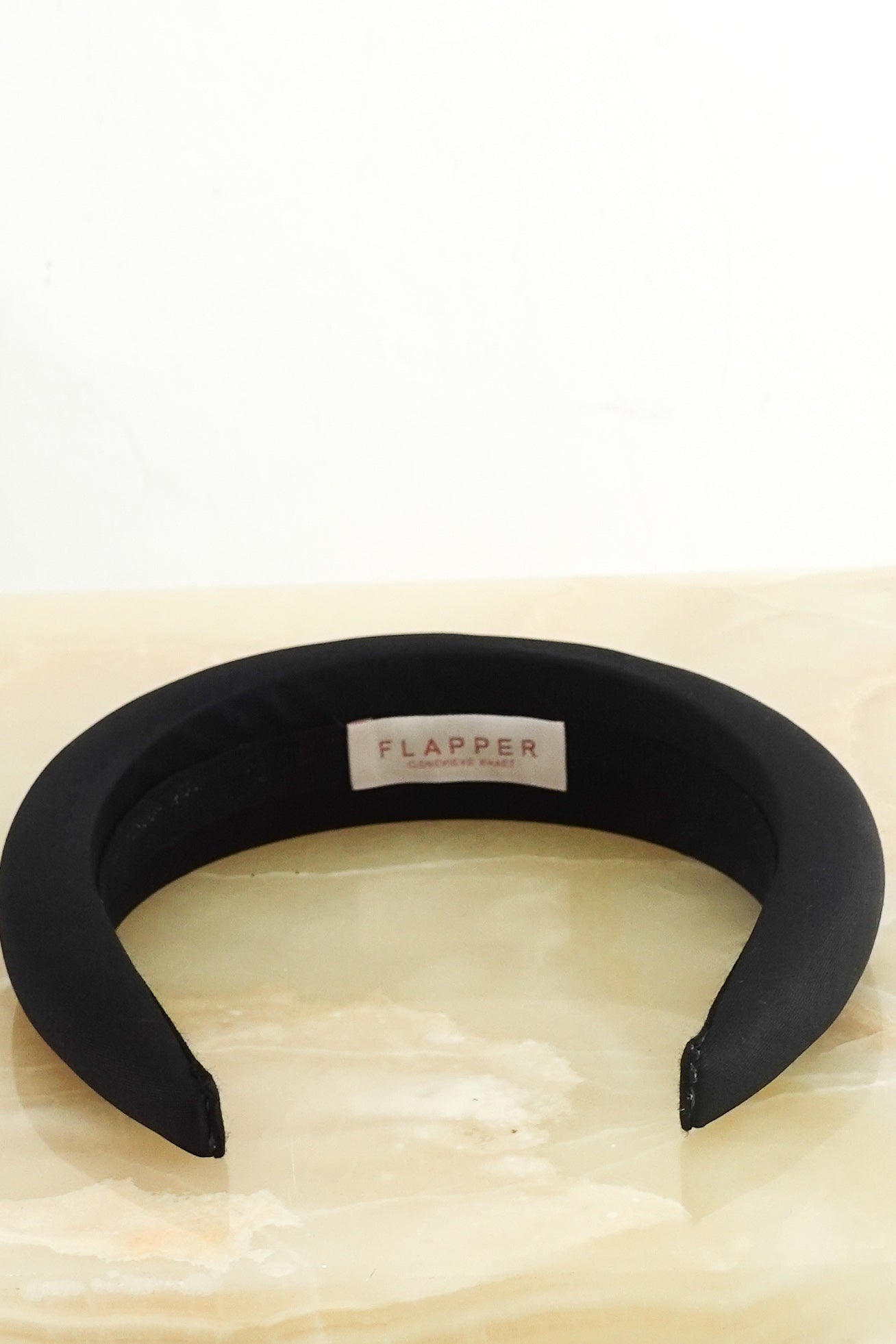 Black satin headband RRP £150