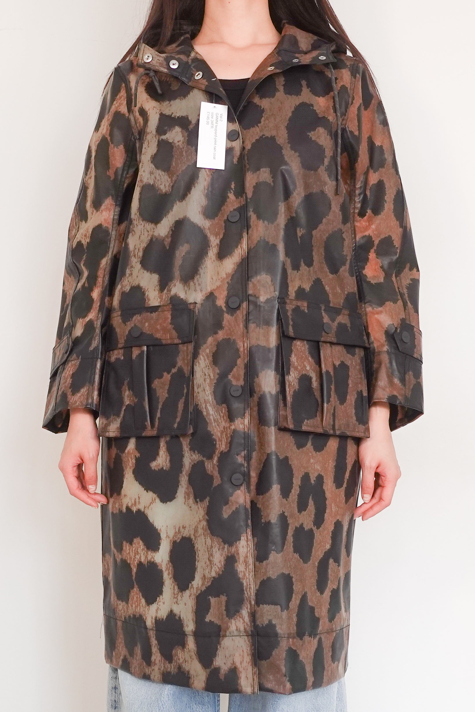 Leopard print cherry blossom rain coat RRP £375