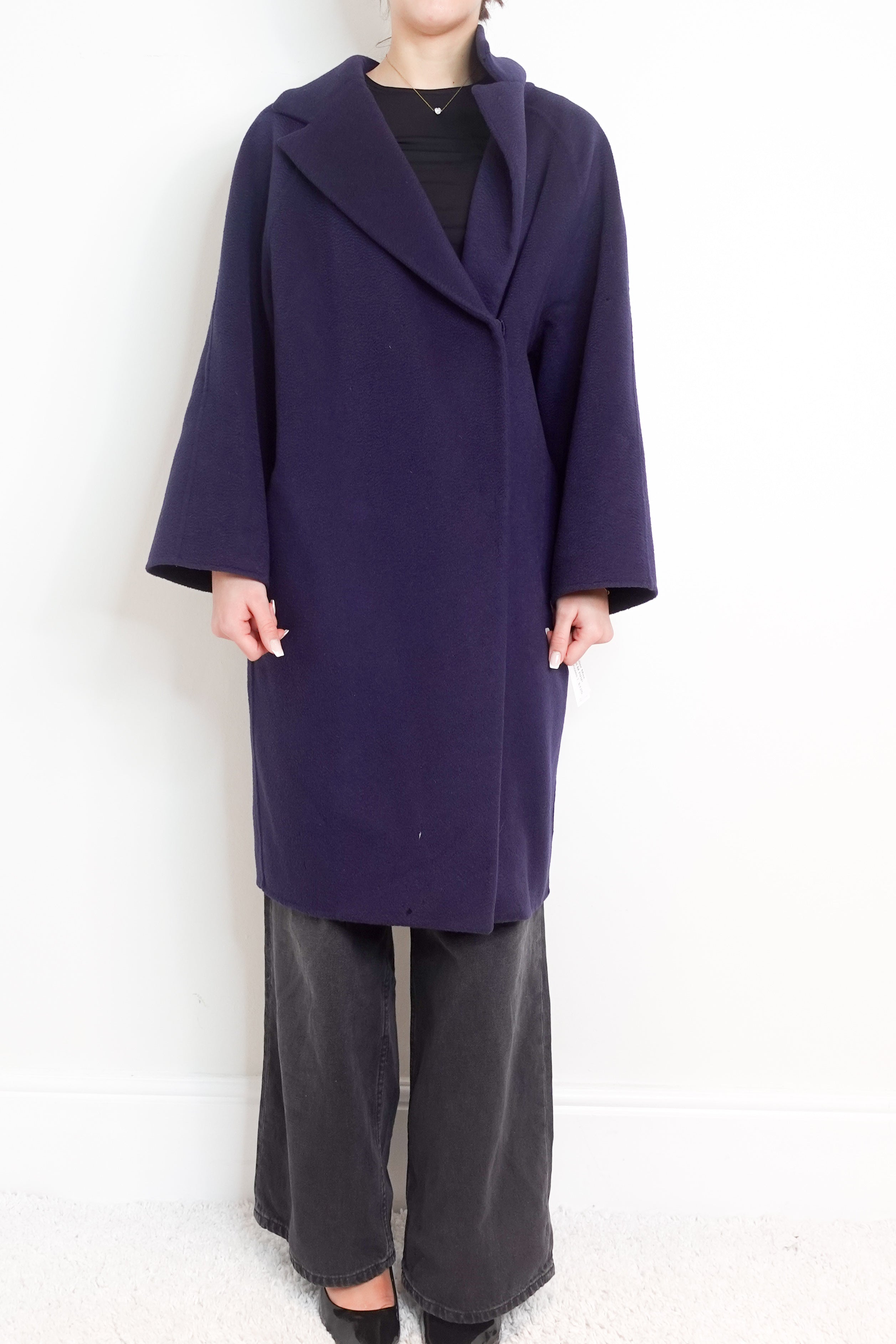 Navy long coat RRP £1200