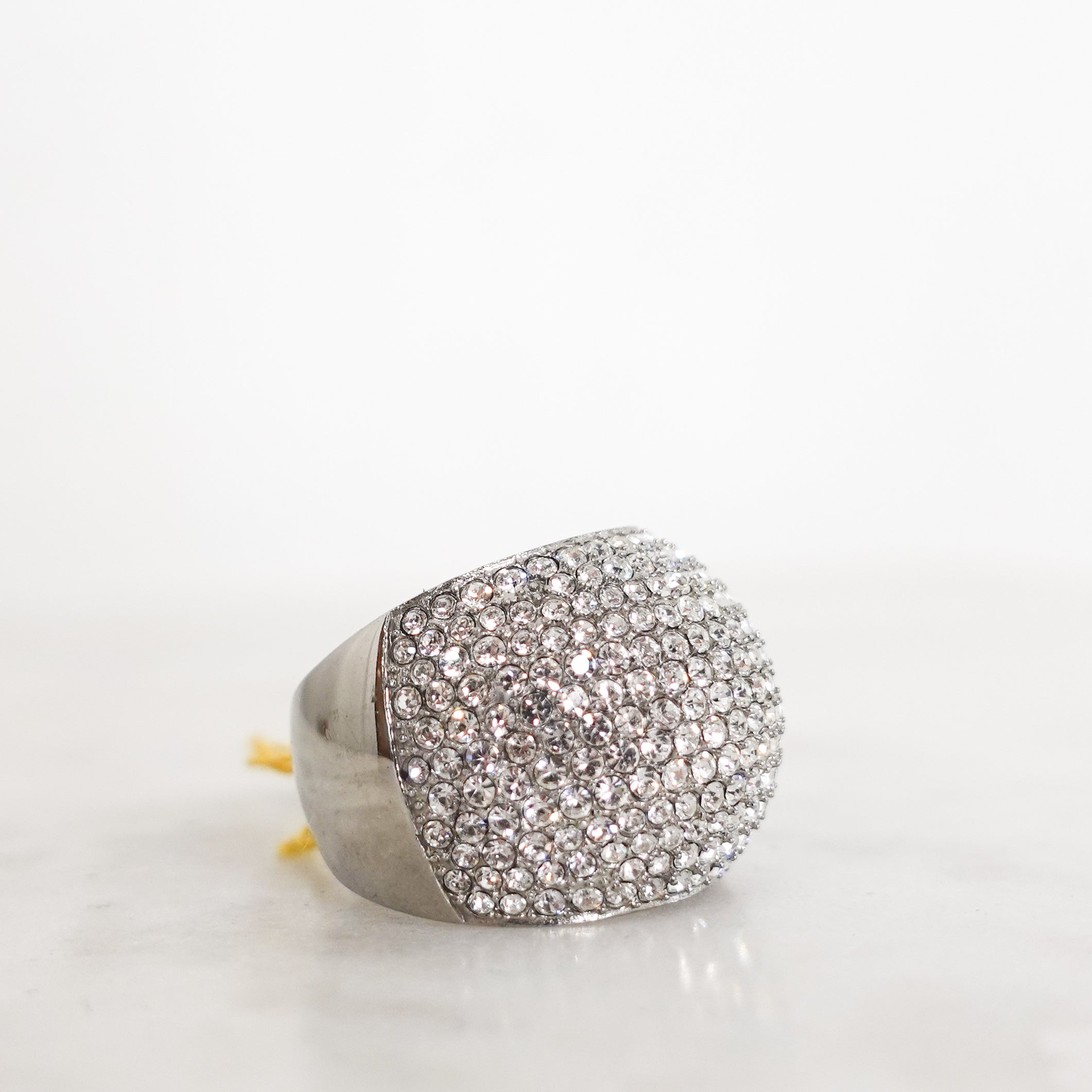 White metal gem embellished ring