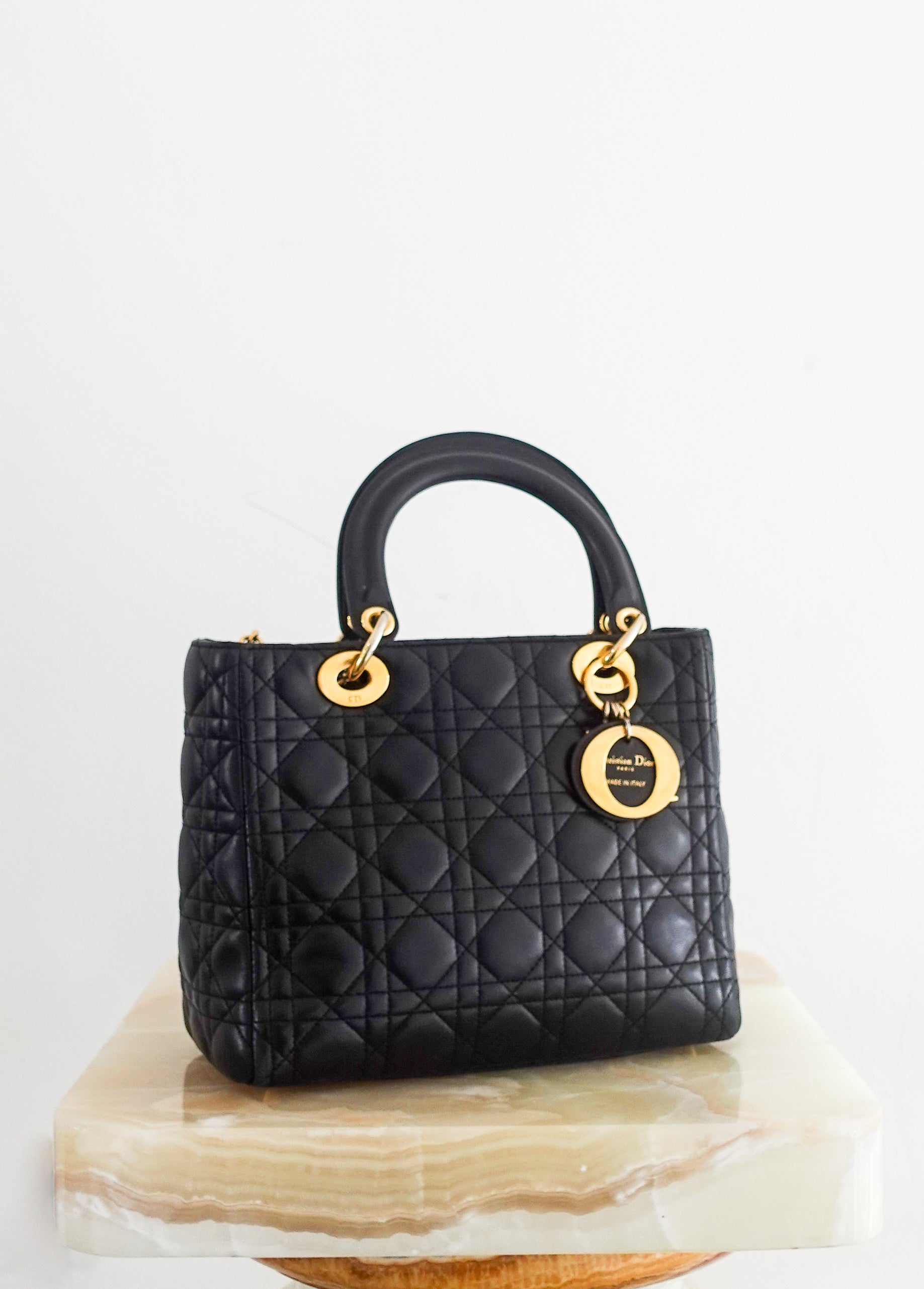 Black large lambskin cannage lady dior RRP £4600