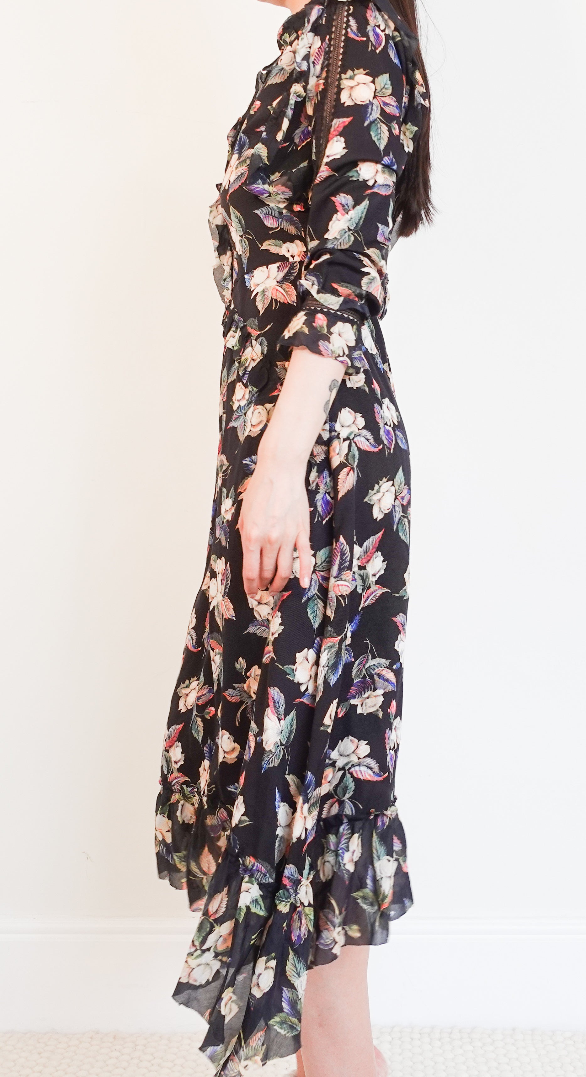 Black floral midi dress RRP £750