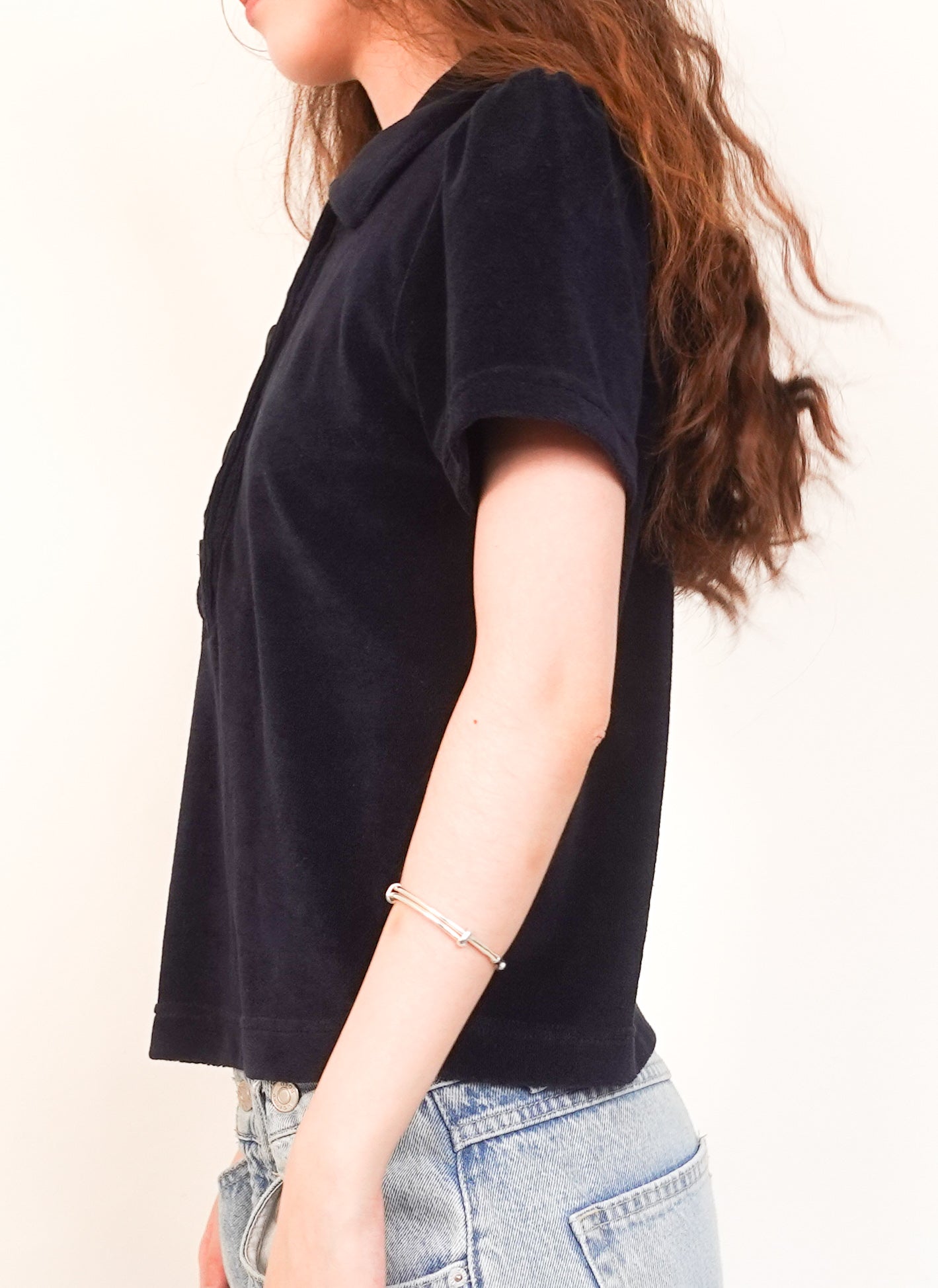 Navy blue terry top