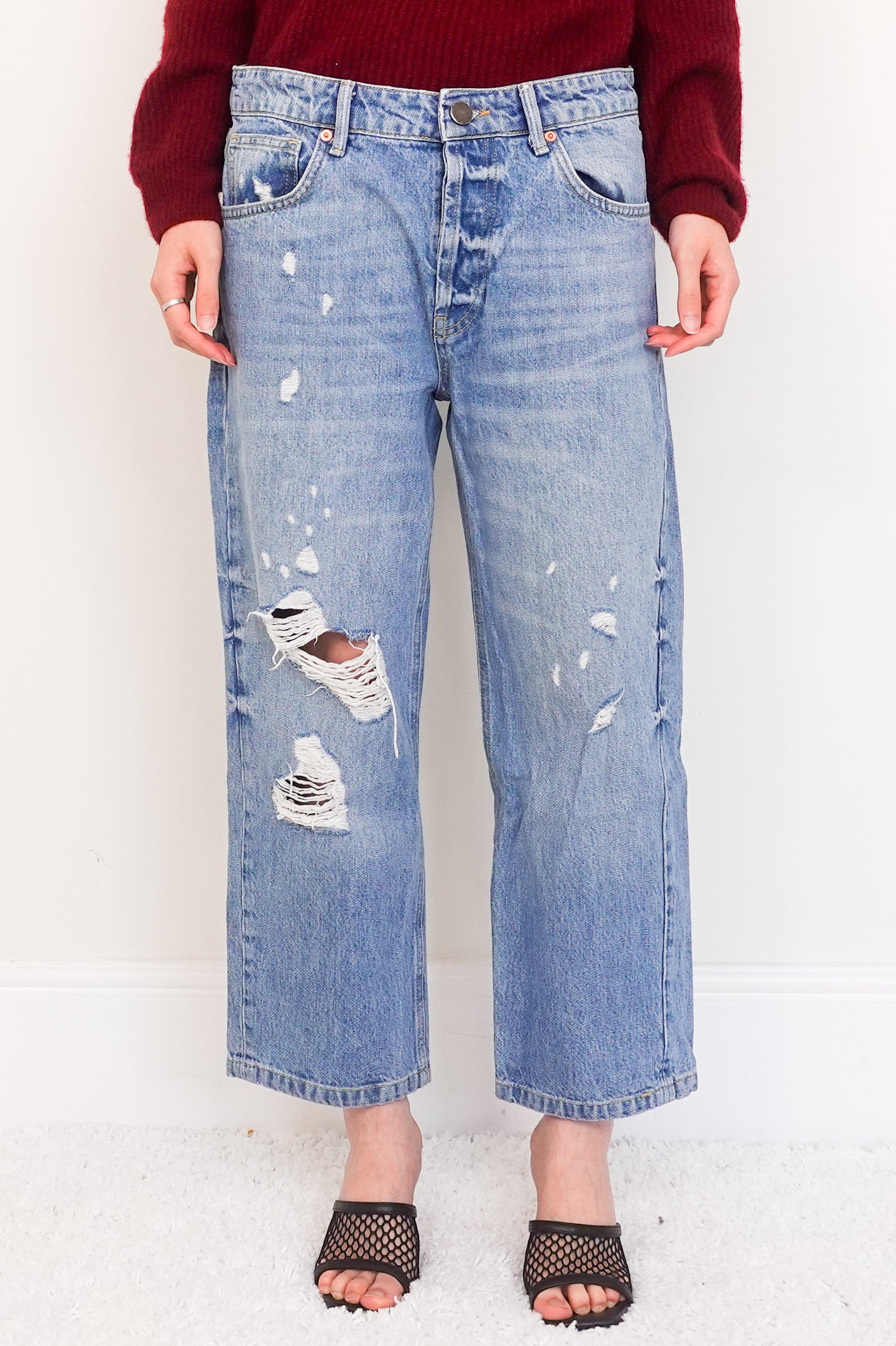 Wide Leg ripped blue jeans RRP