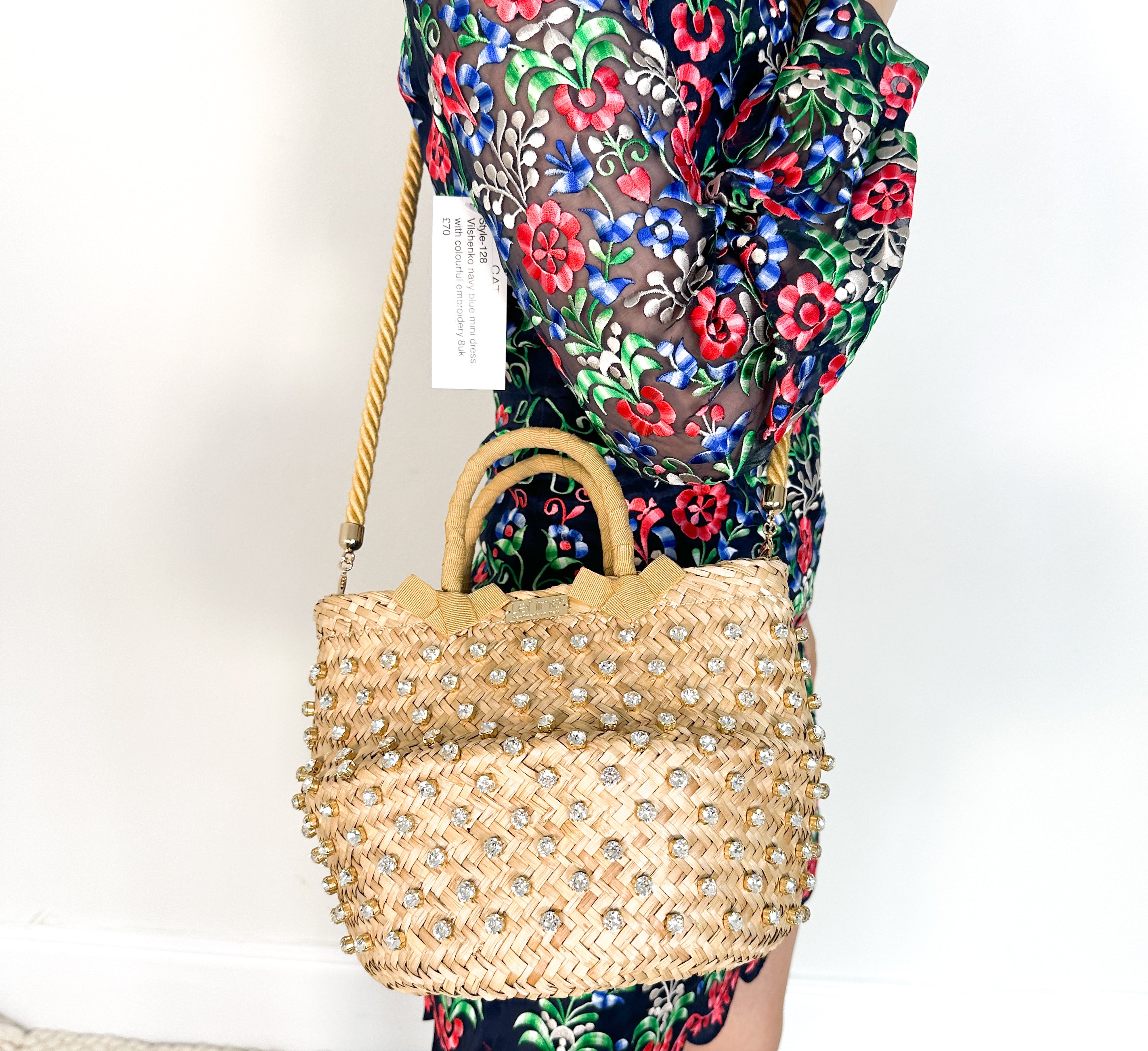 Straw gemstone bag RRP £200