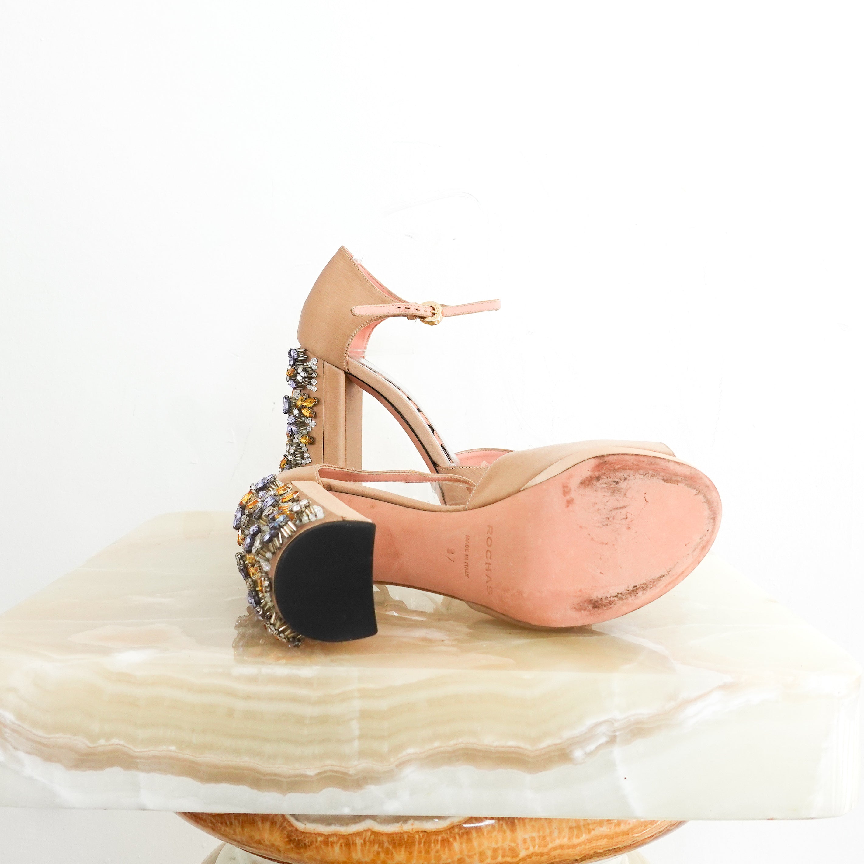 Embellished satin platform sandals RRP £250