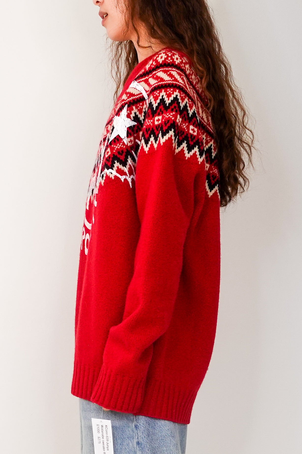 Red decorative knit wool sweater RRP £1k