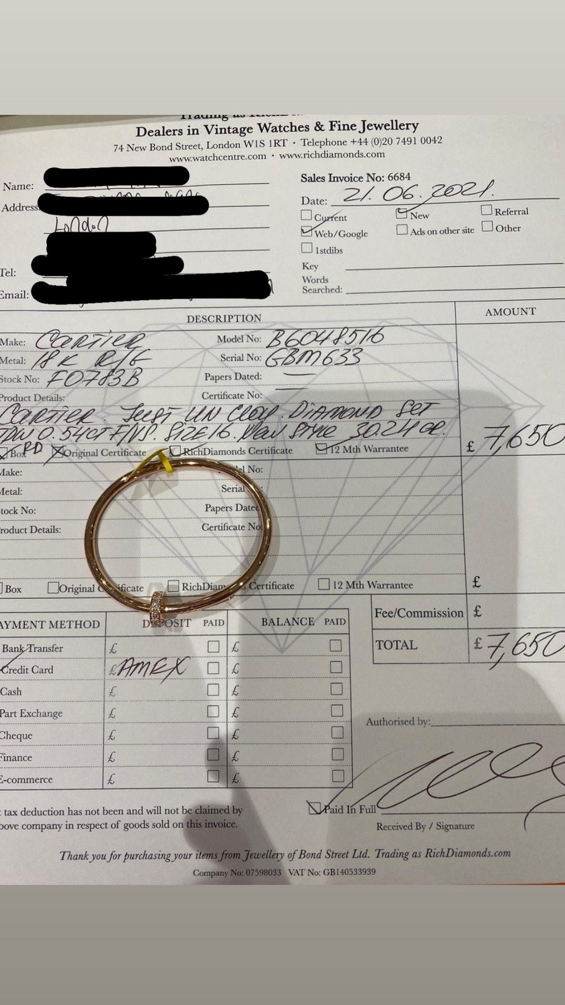 Cartier Juste Un Clou Rose Gold Diamond Bracelet RRP £12800 | Authentic Preloved - Reloved Again