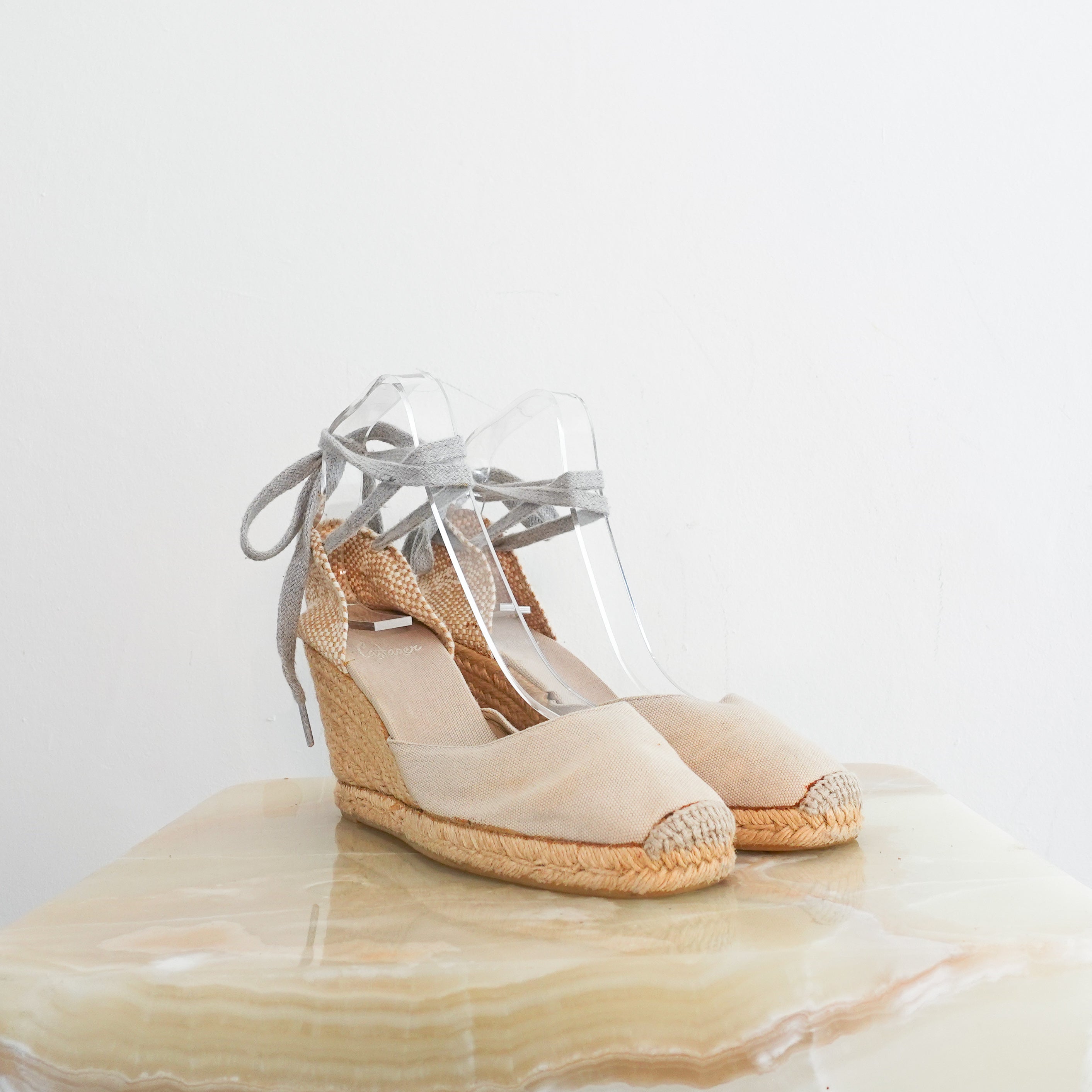 Grey espadrille sandals