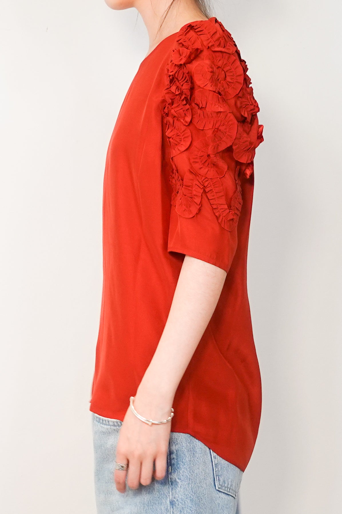 Red silk top RRP £170