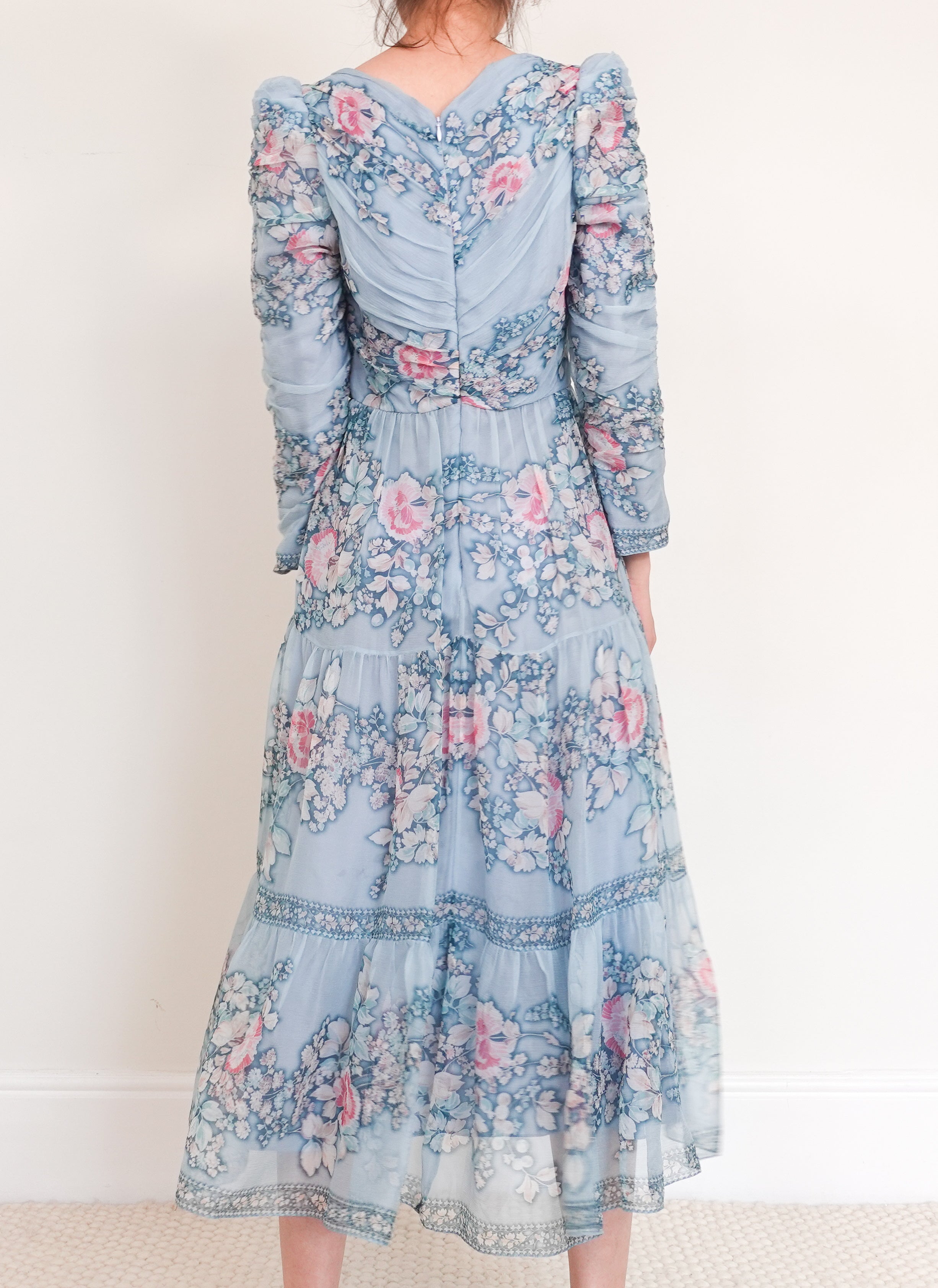 Sheer blue floral midi dress