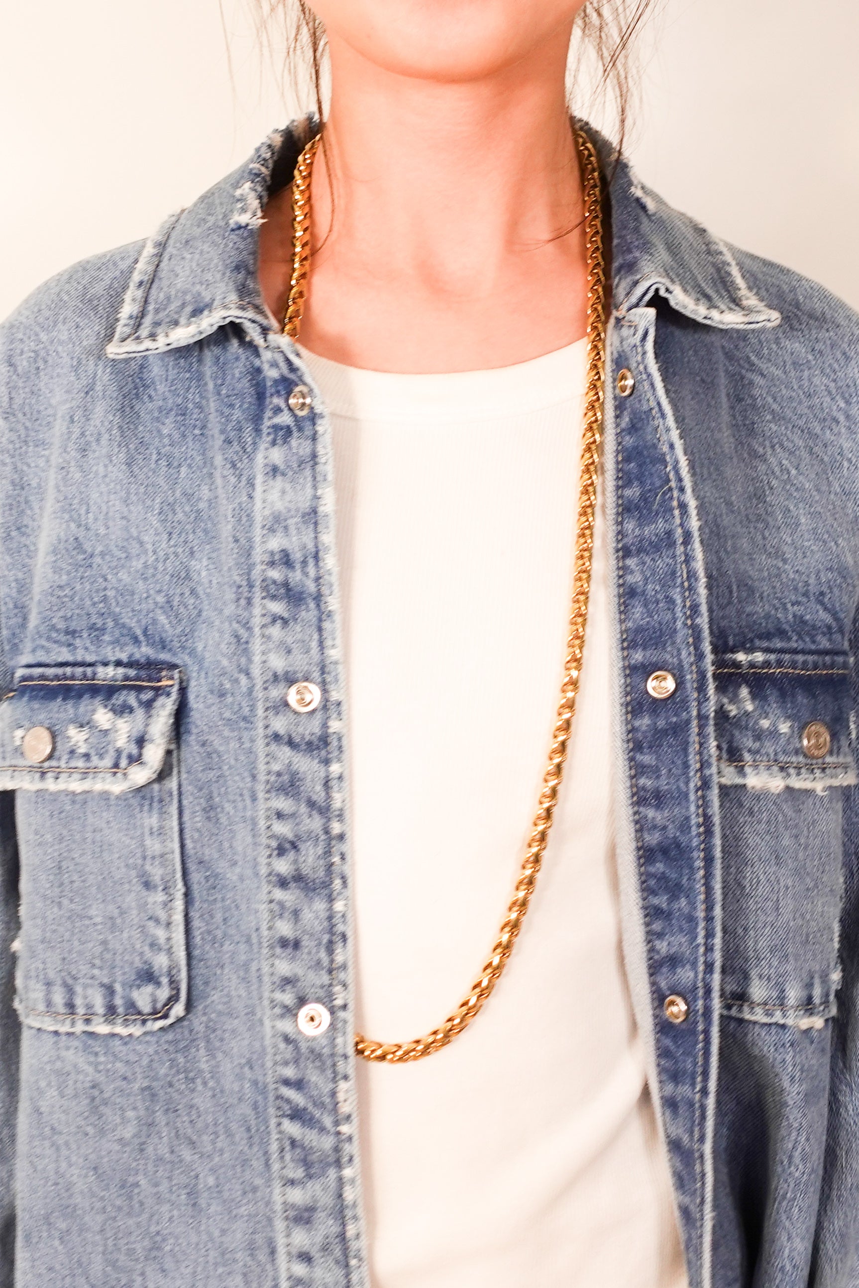 Long gold plated spiga chain