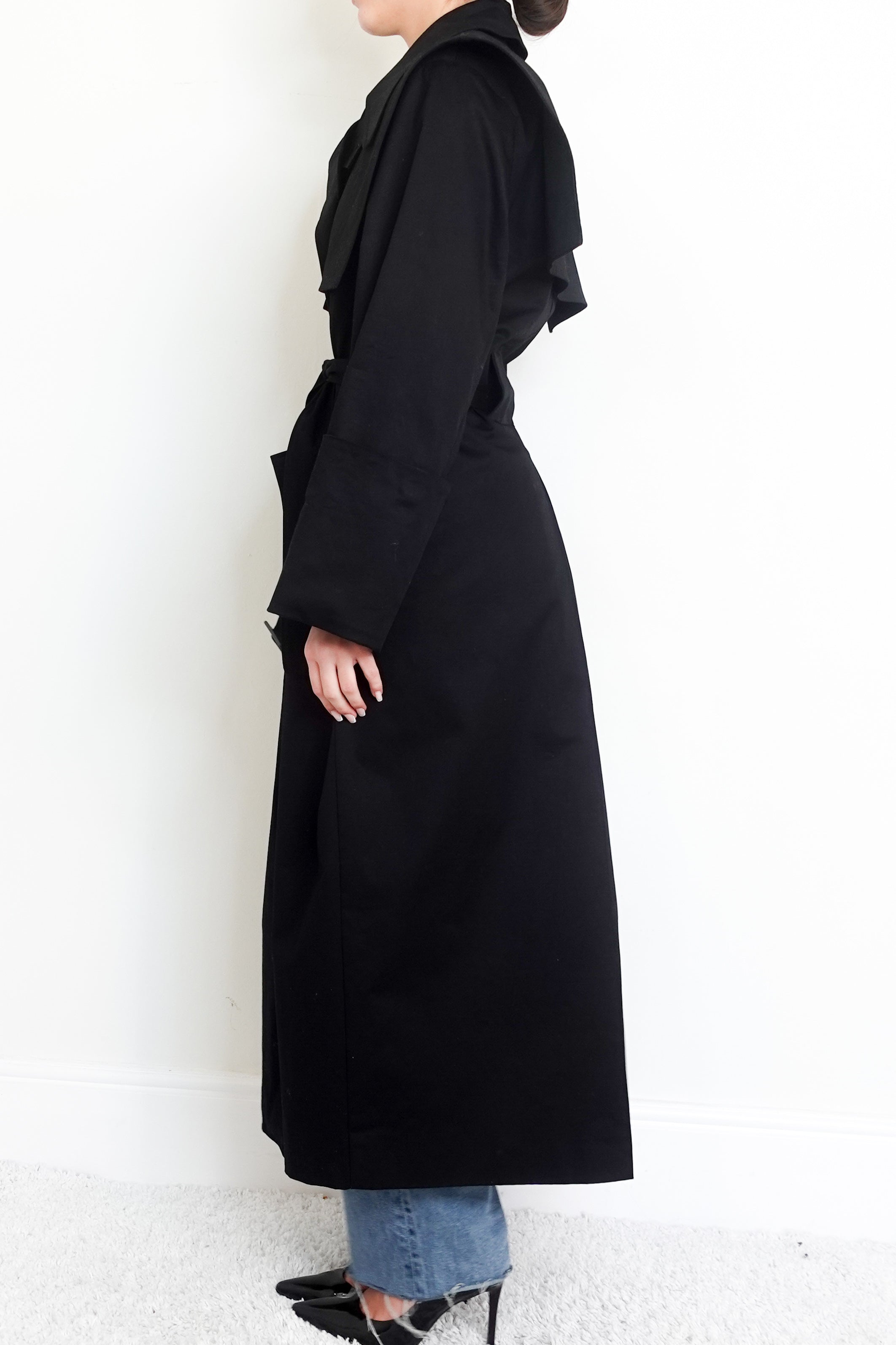 Black trench coat RRP £720