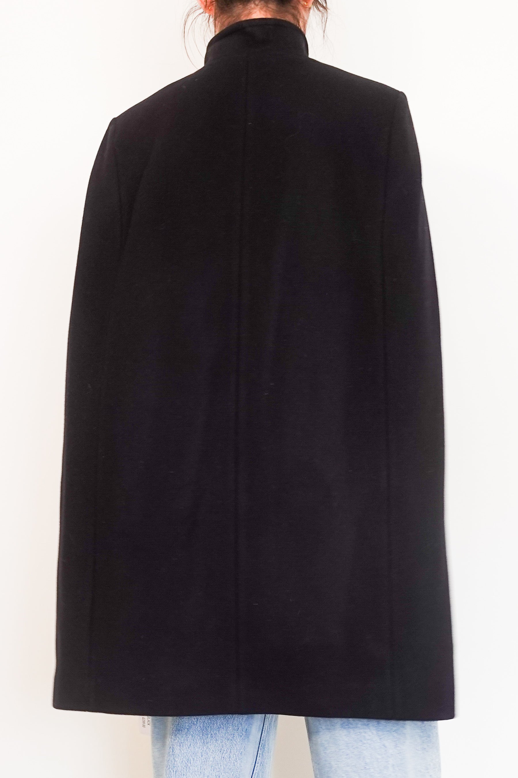 Black wool cape RRP £625