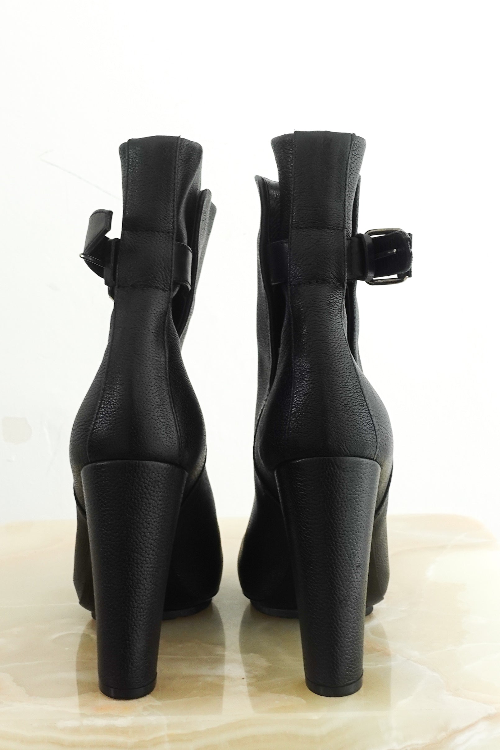 Black leather heeled boots RRP £225