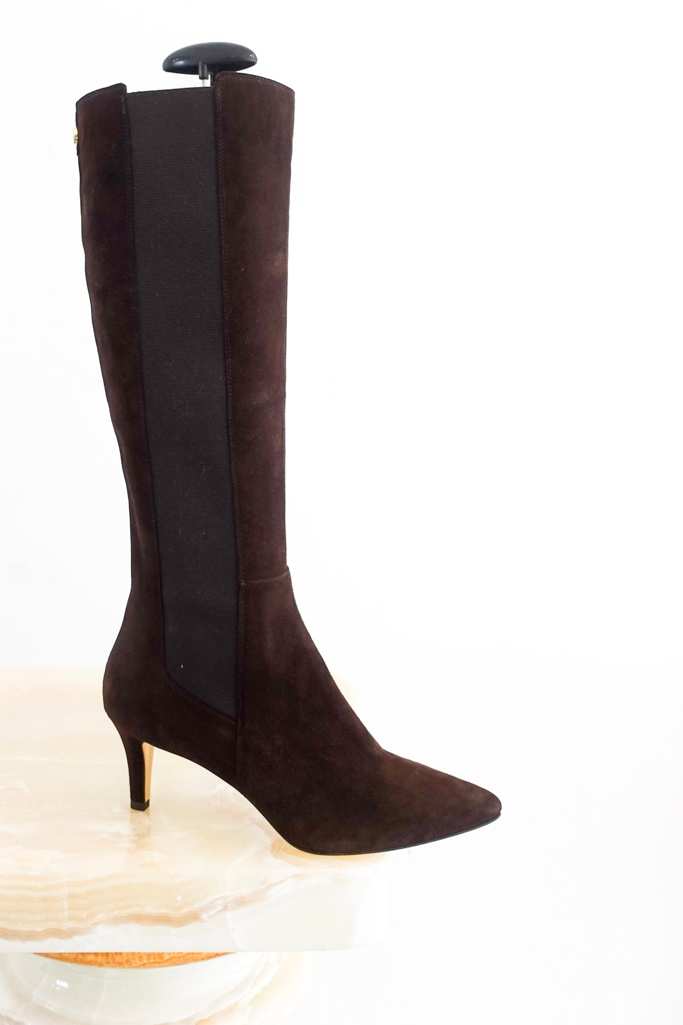 NEW Brown suede knee high stretchy boots RRP £330 final sale