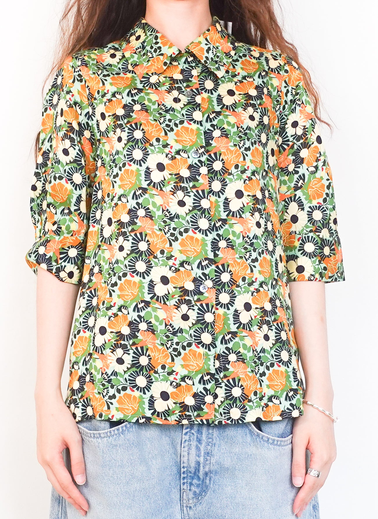 Floral multicoloured short sleeve top