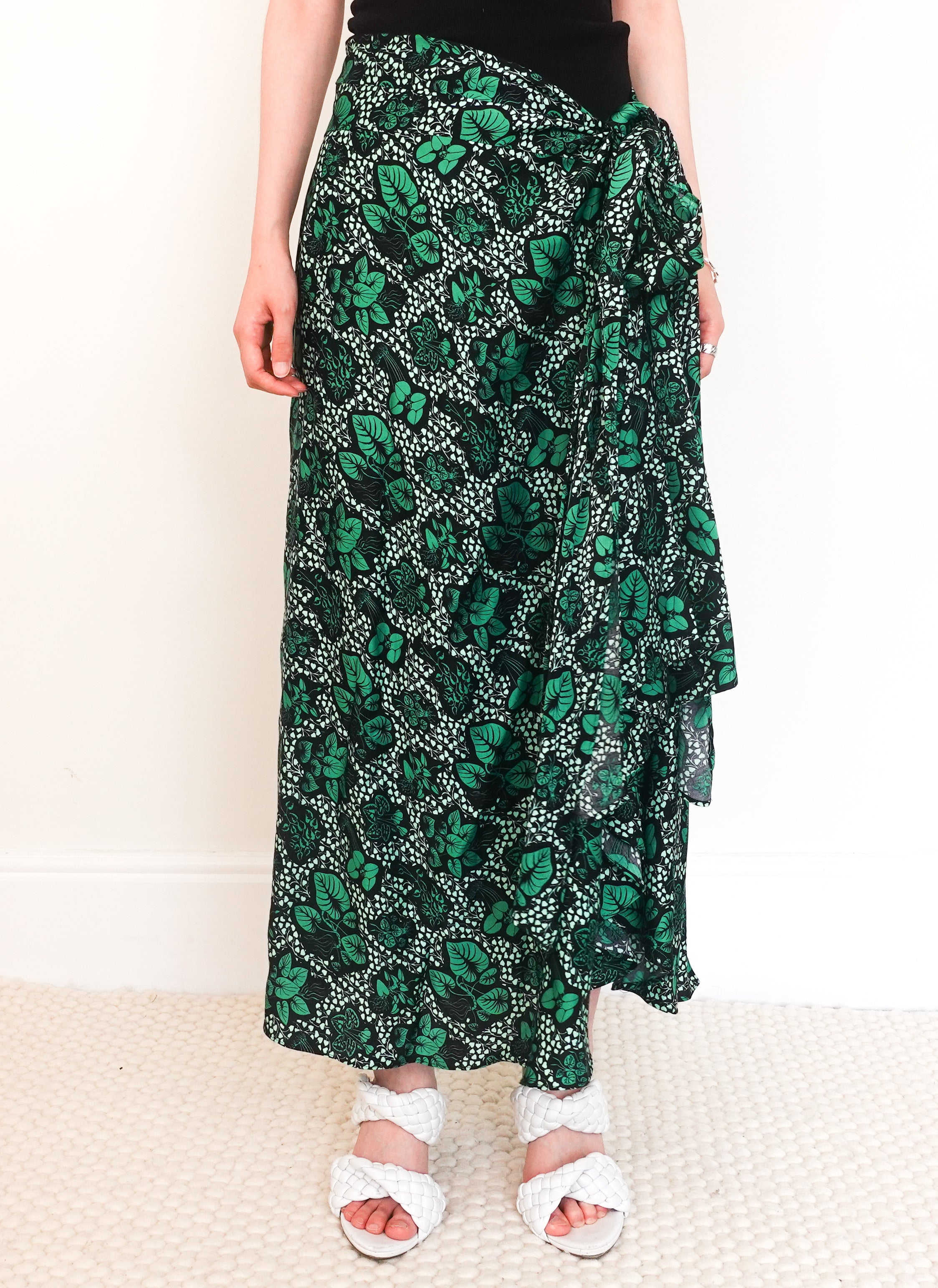 Green floral midi skirt RRP £300