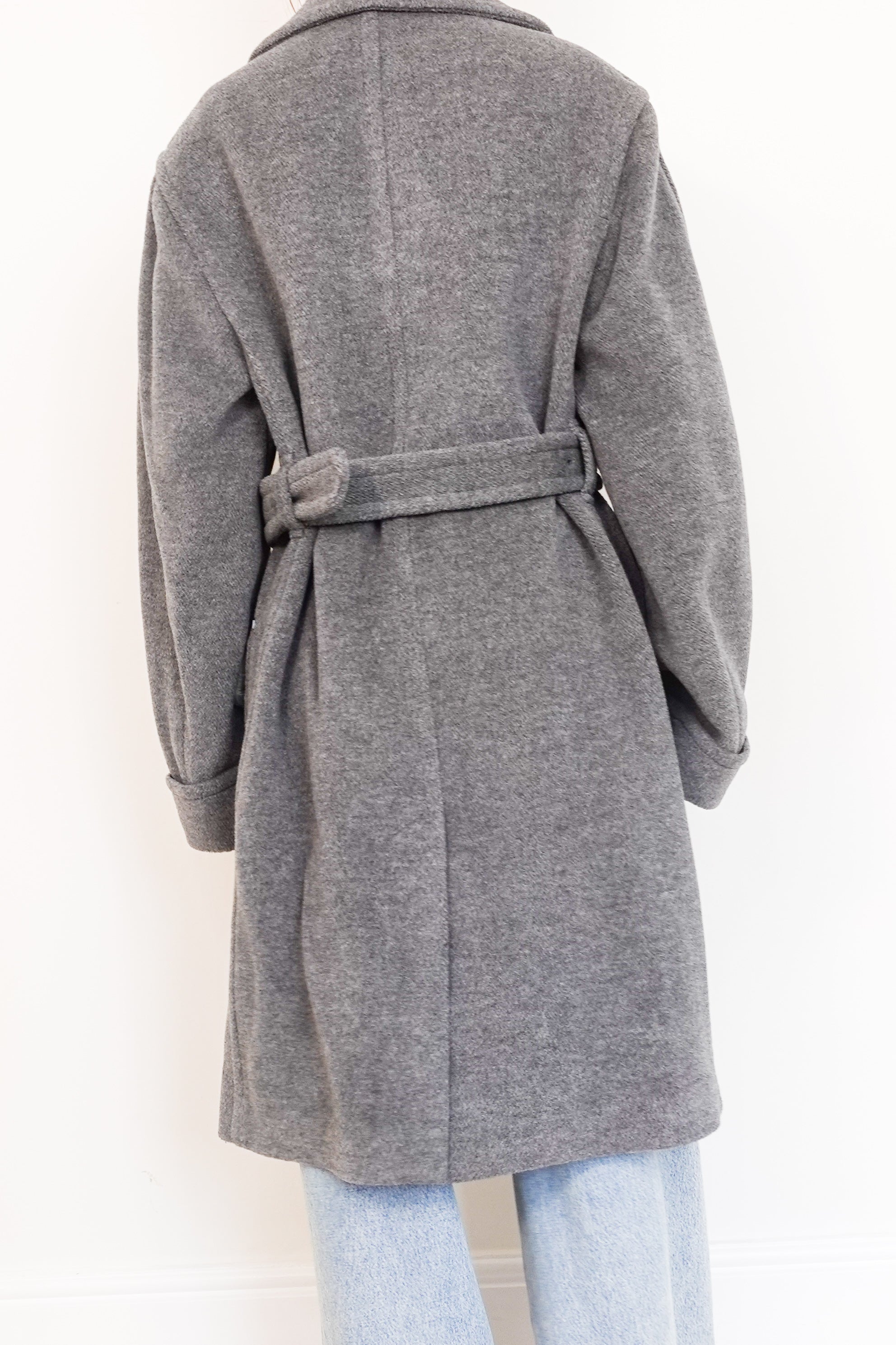 Grey wool belted coat RRP £640