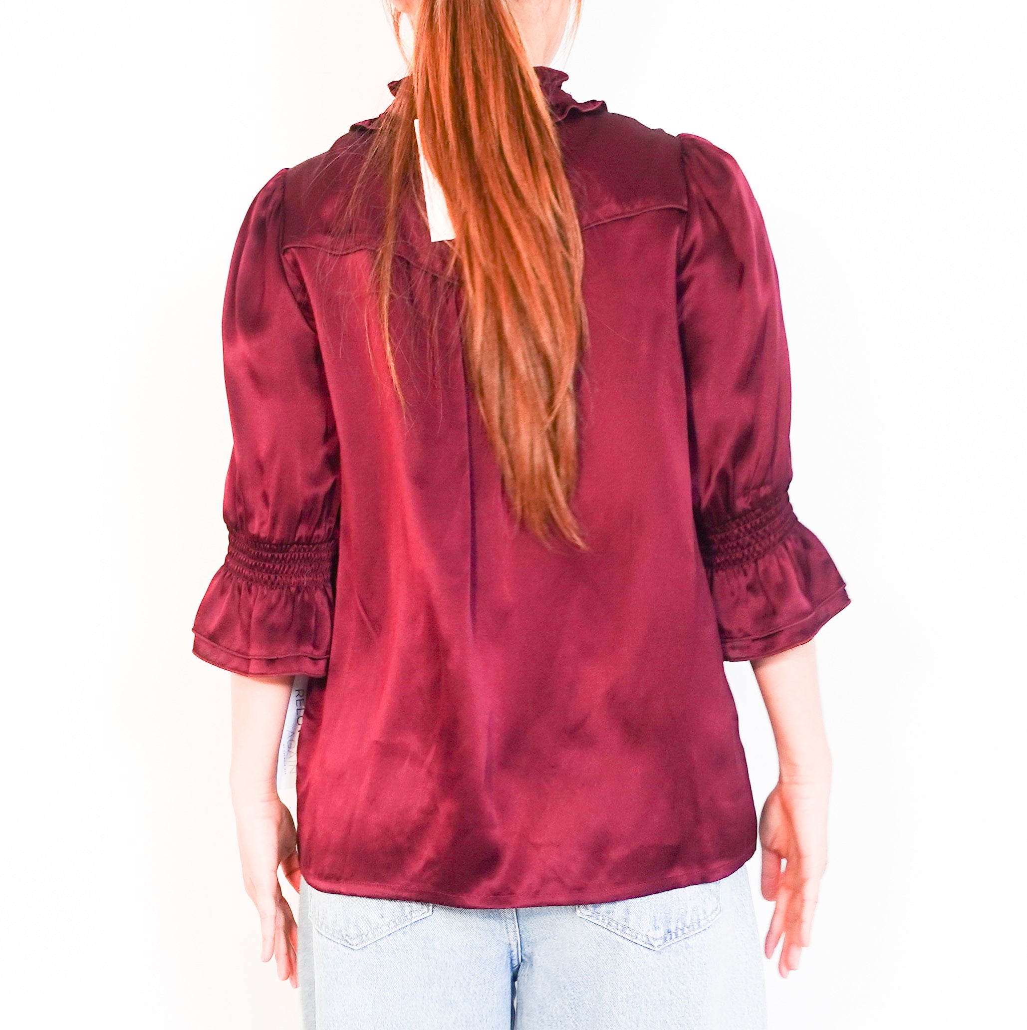 burgundy silk top RRP £180