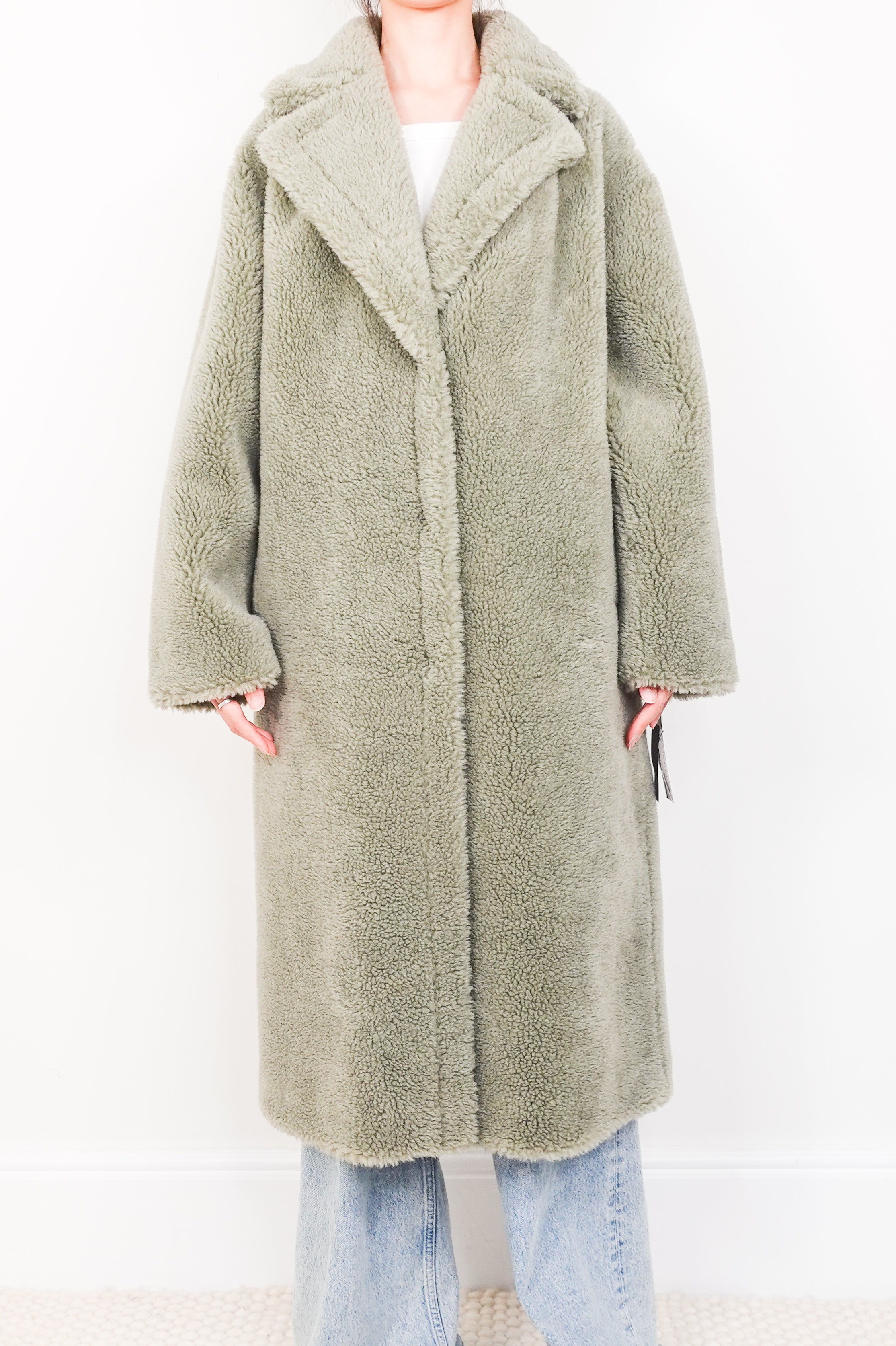 Green teddy coat RRP £360