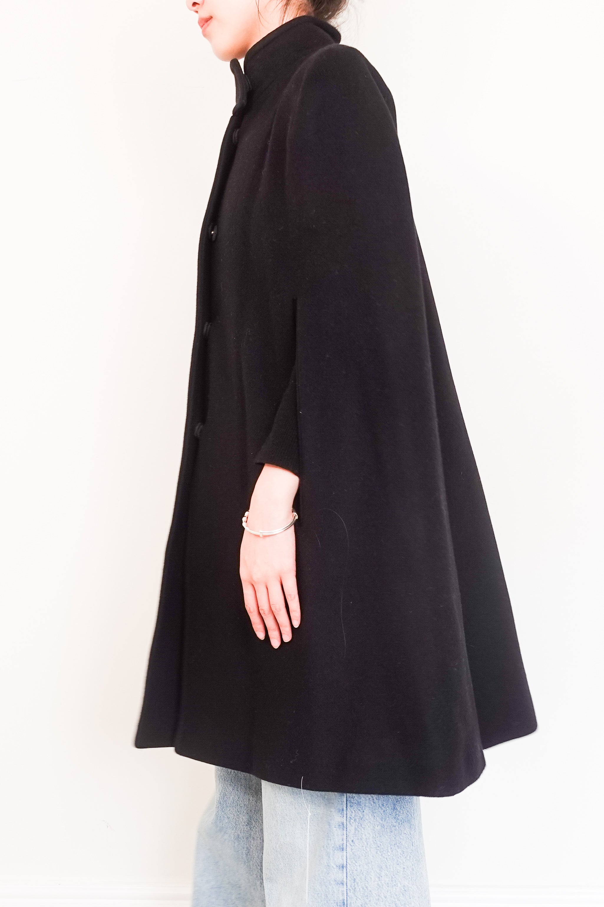 Black wool cape RRP £625