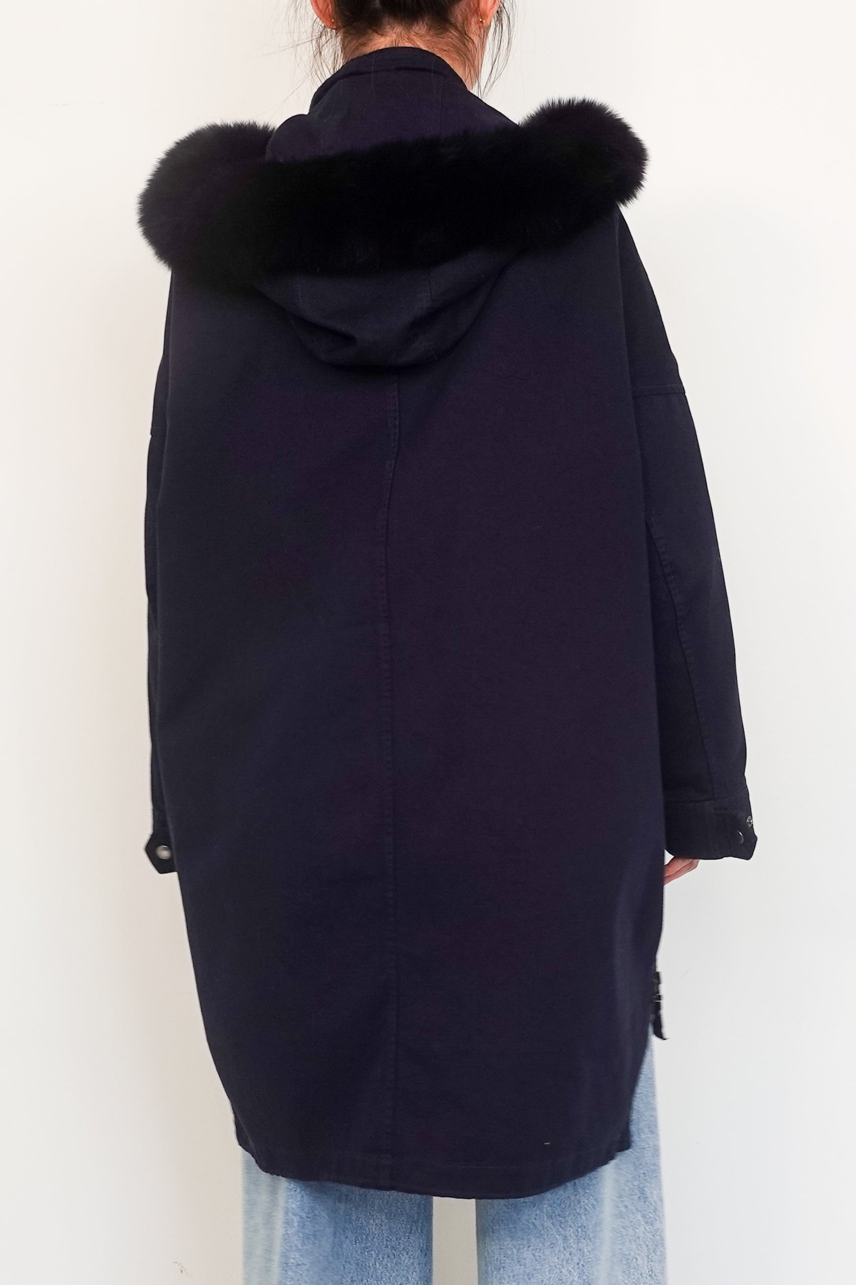 Navy Blue cotton Midi Jacket RRP £2000