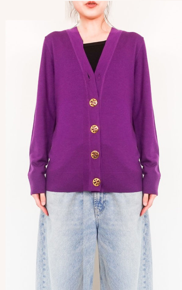 Purple button up cardigan RRP £215