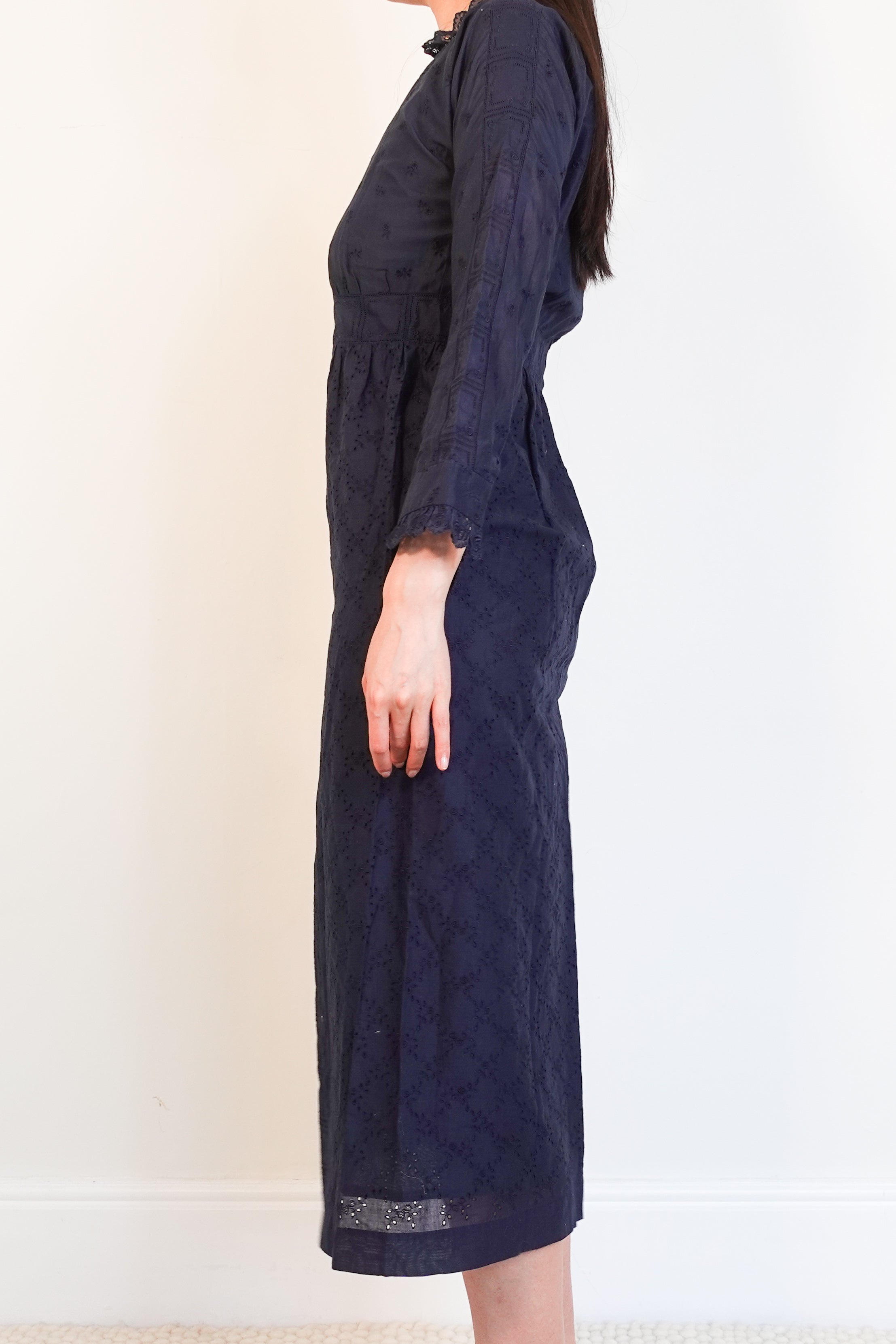 Navy cotton midi dress