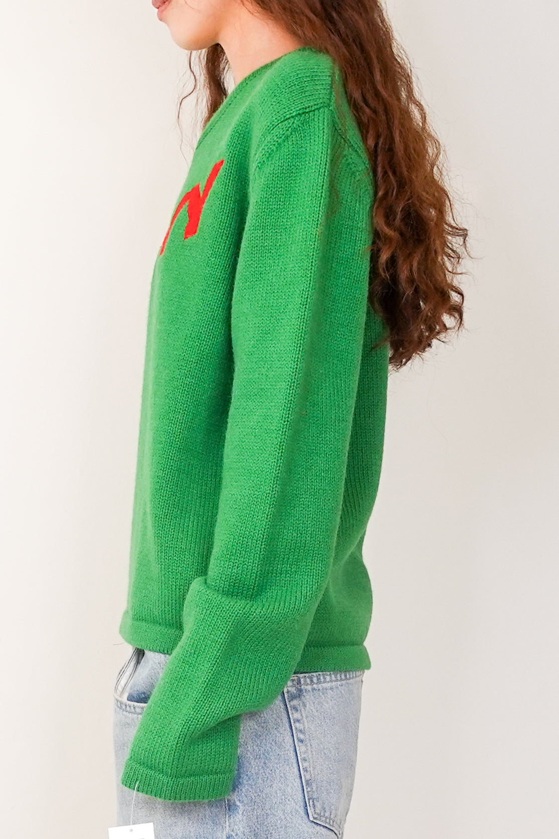 New green wool jumper RRP £300