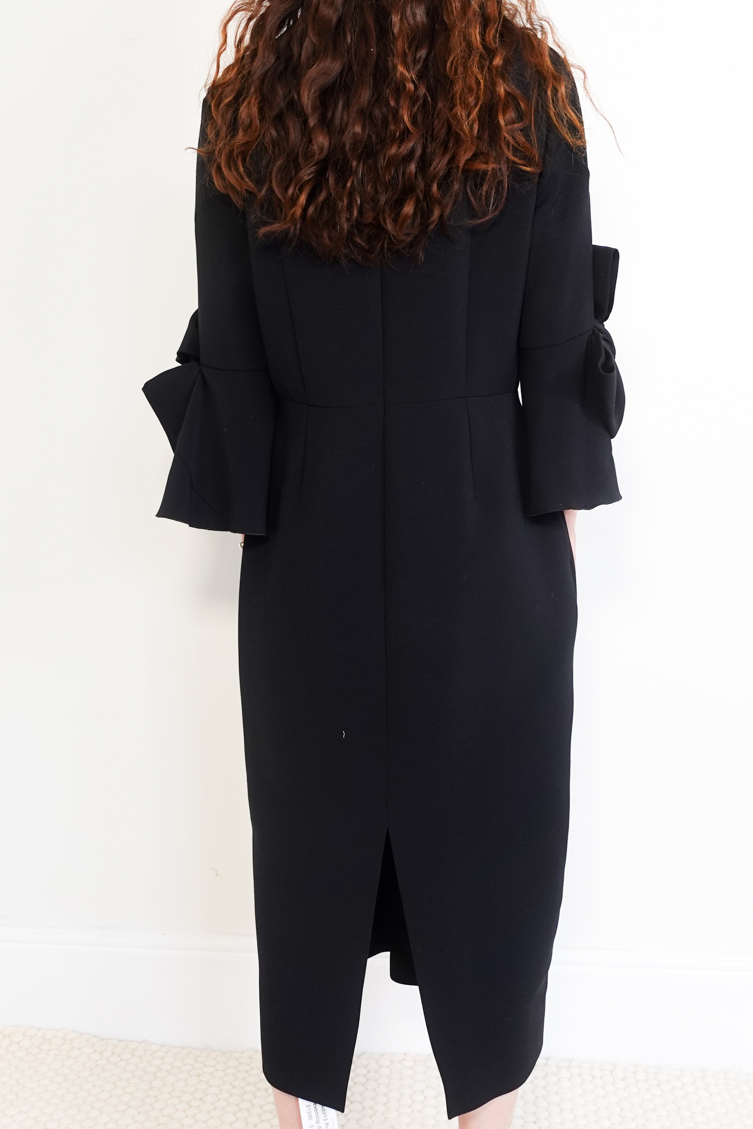 Black crepe midi dress RRP £1.2k