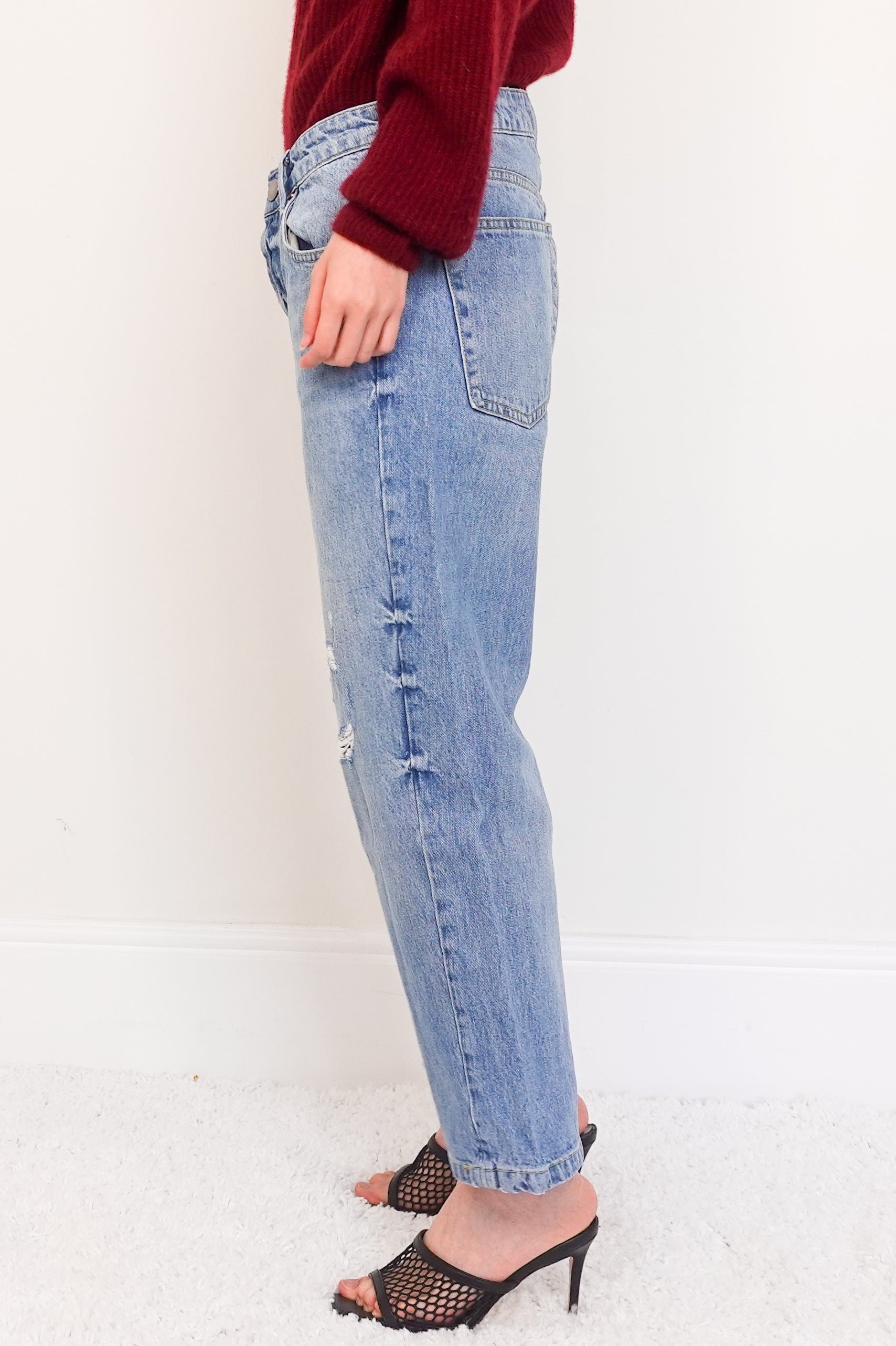 Wide Leg ripped blue jeans RRP