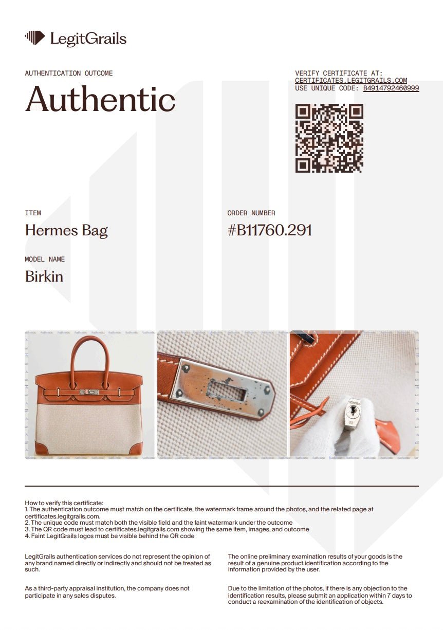 Hermès Birkin 35 Fauve Barenia Toile H Canvas Palladium Hardware Bag | Authentic Preloved - Reloved Again