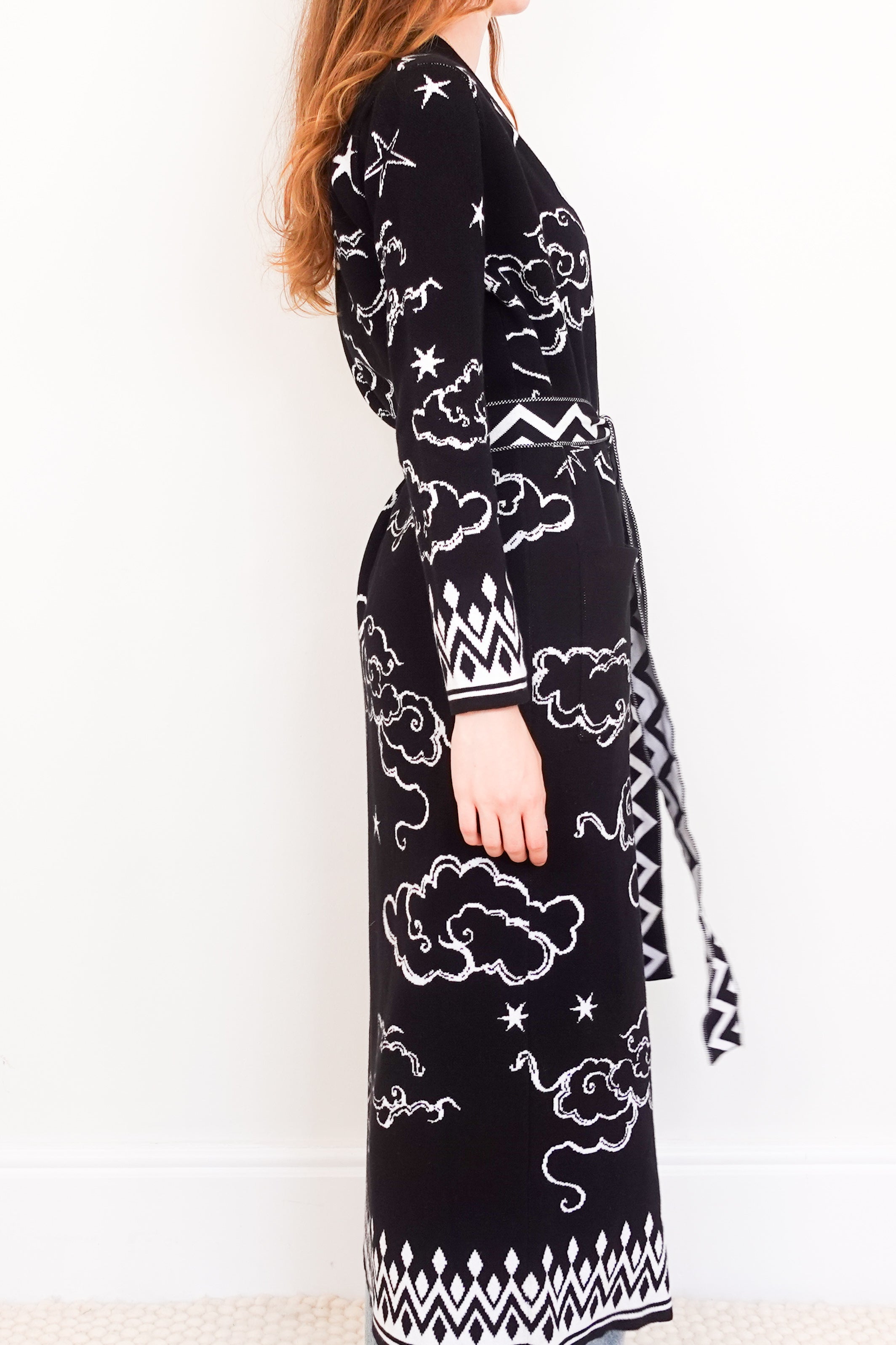 Lucky clouds black long line cardigan RRP £450