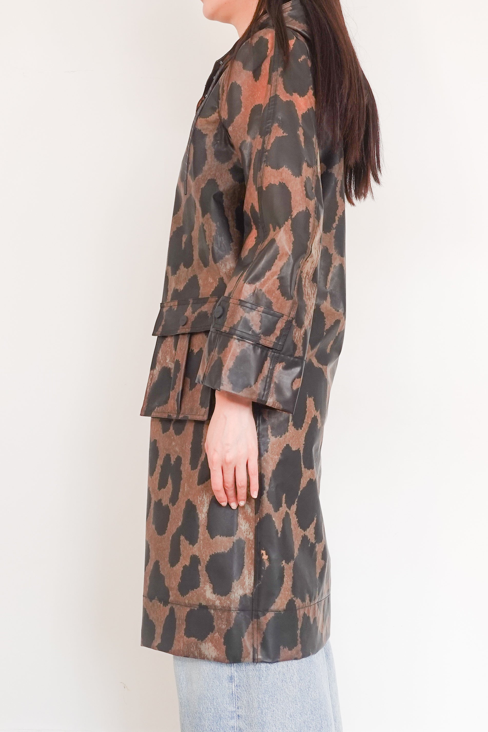 Leopard print cherry blossom rain coat RRP £375