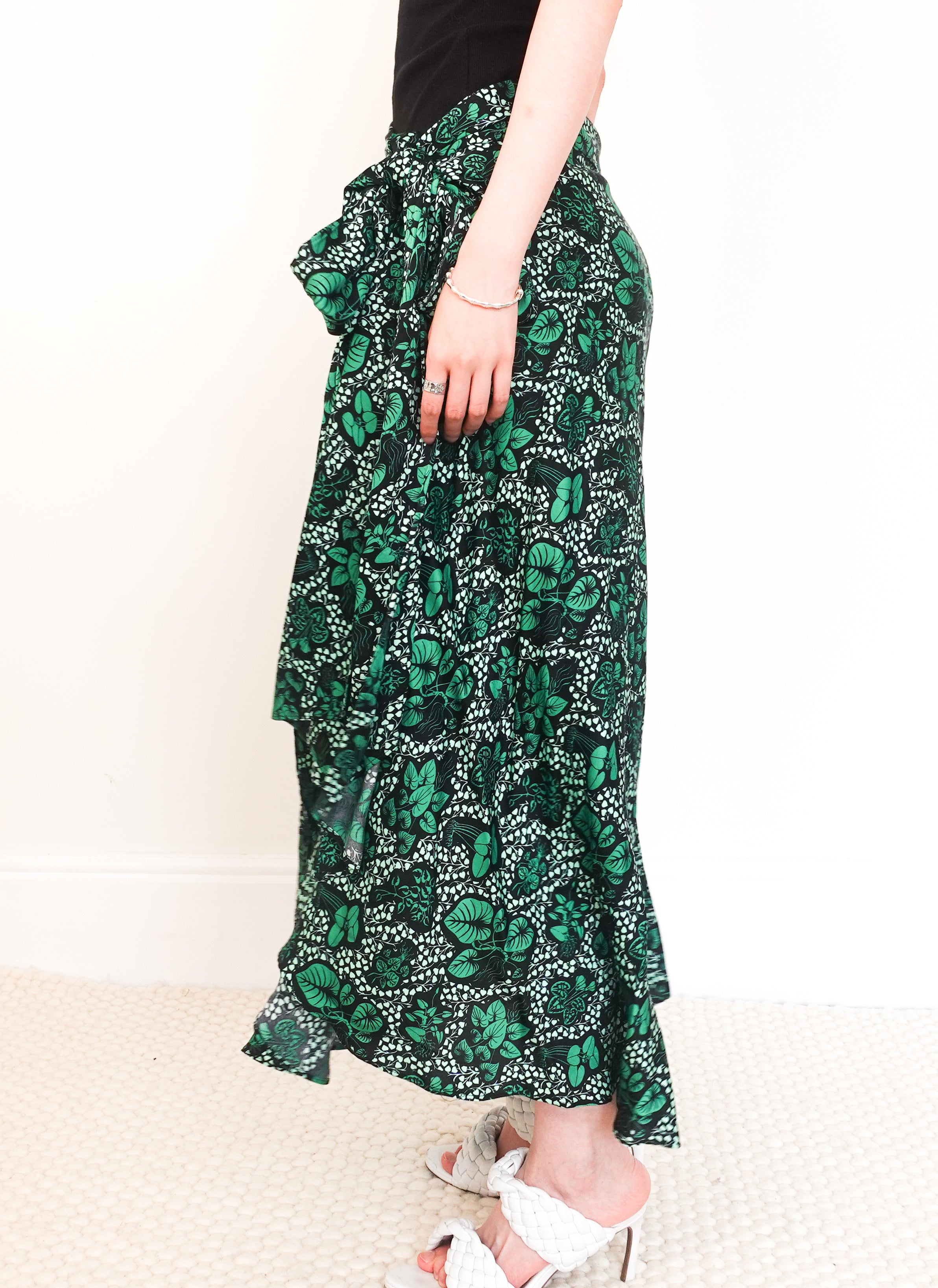 Green floral midi skirt RRP £300