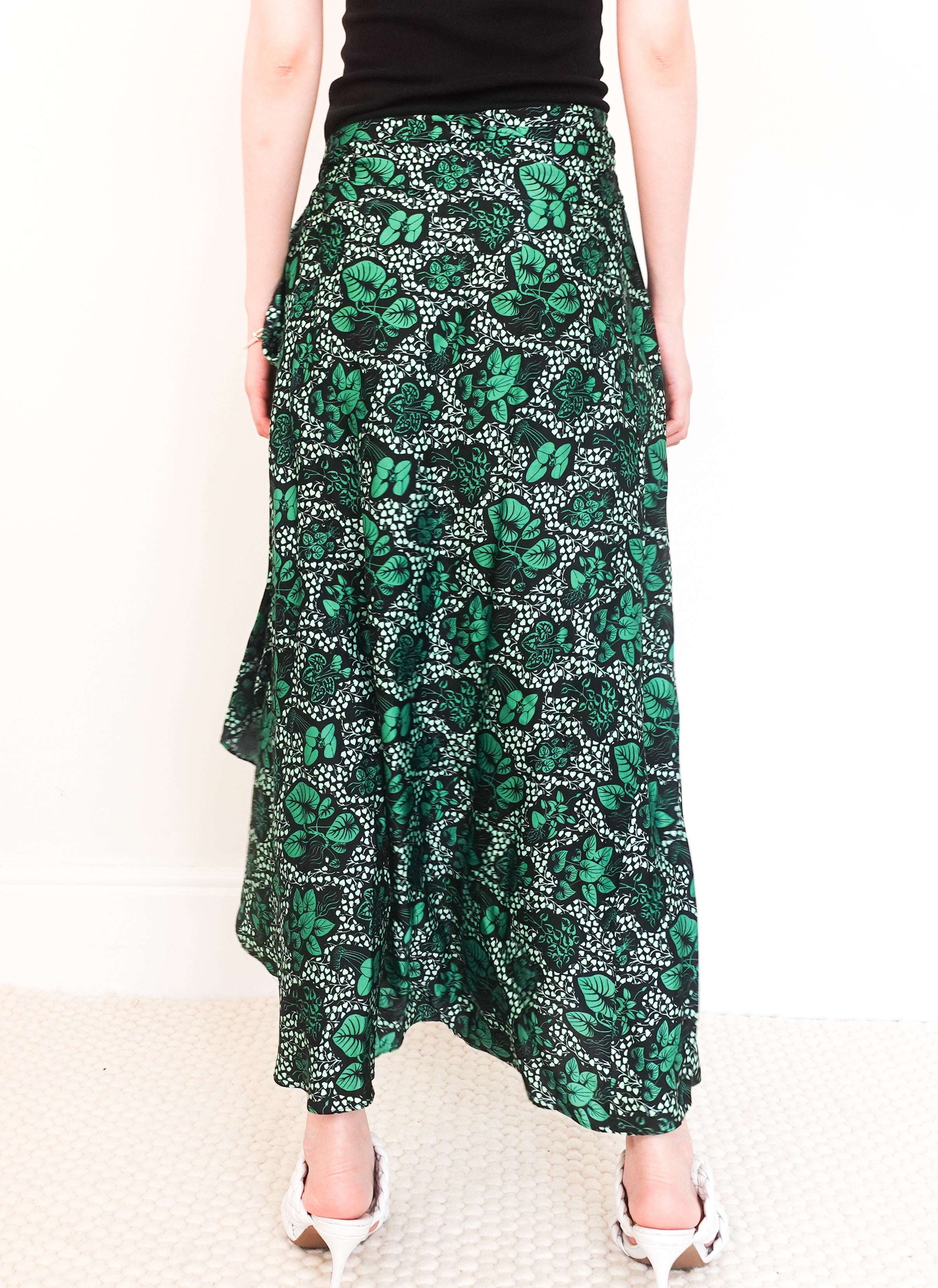 Green floral midi skirt RRP £300