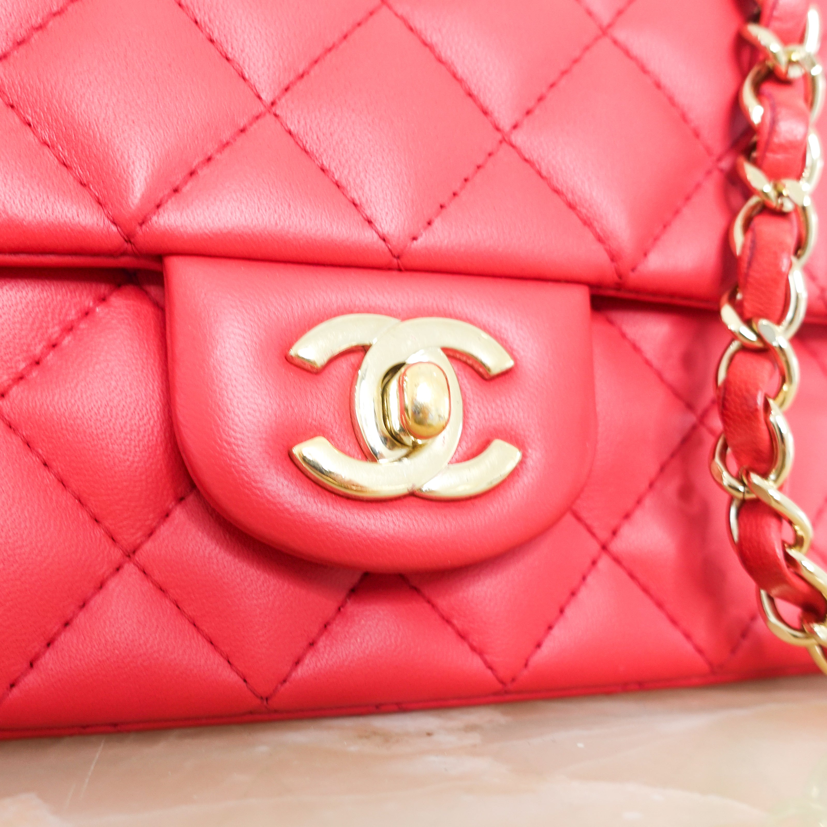 Red mini flap bag RRP £4550