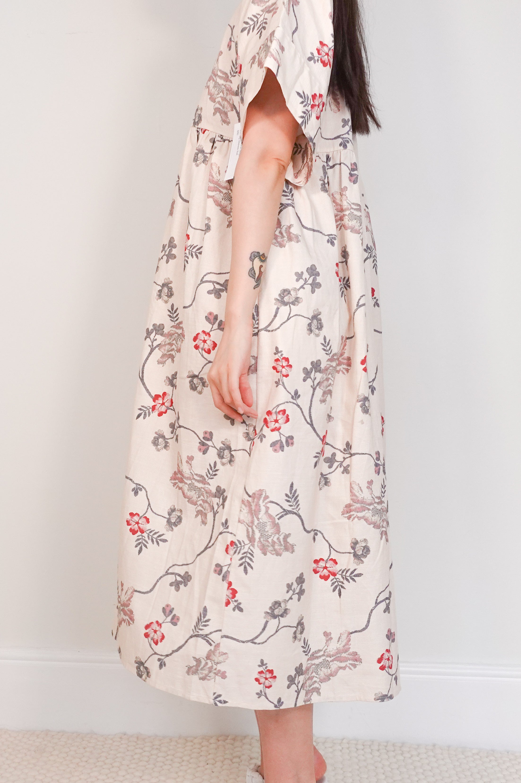 Floral beige midi dress RRP £350