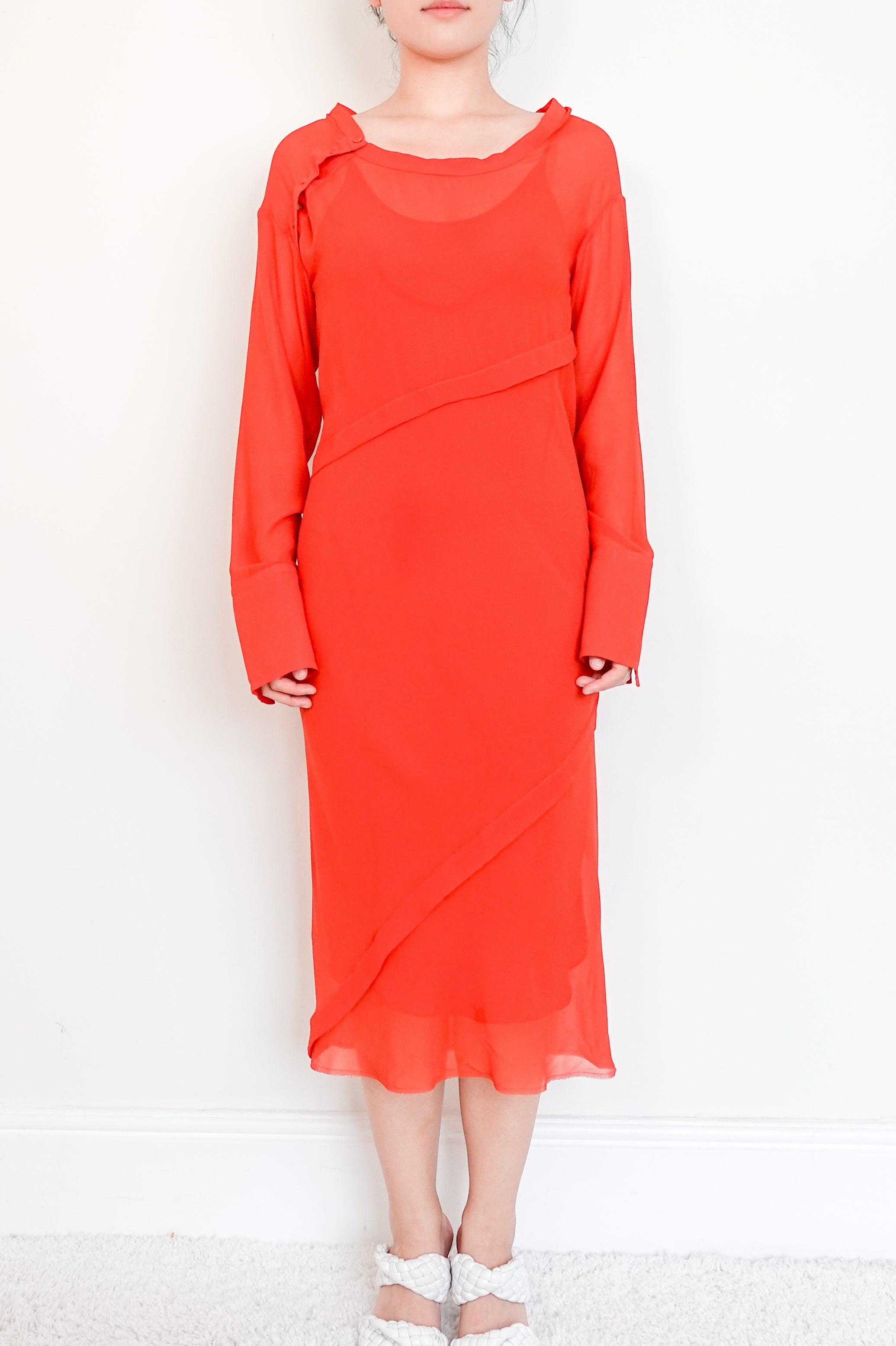 Acne-Studios-Red-Sheer-Dress-with-Slip-Front-picture