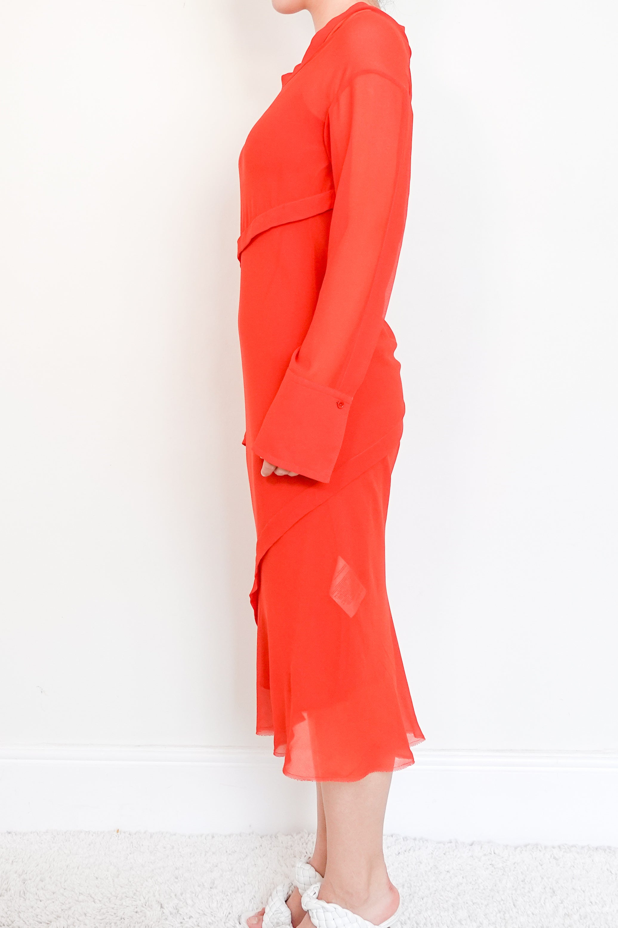 Acne-Studios-Red-Sheer-Dress-with-Slip-side-picture