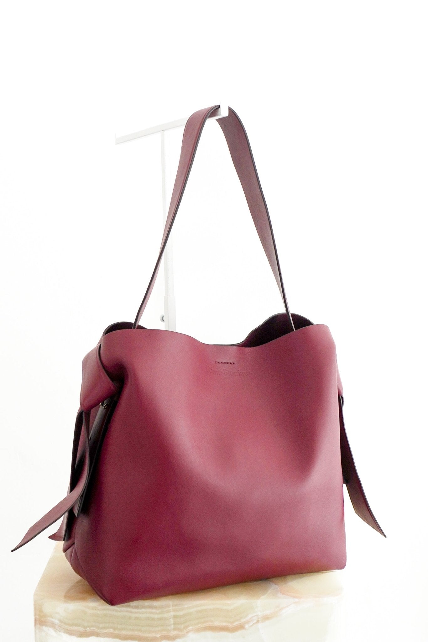 Acne Studios Medium Musubi Leather Tote Bag in Burgundy (RRP £1400) | Authentic Preloved - Reloved Again