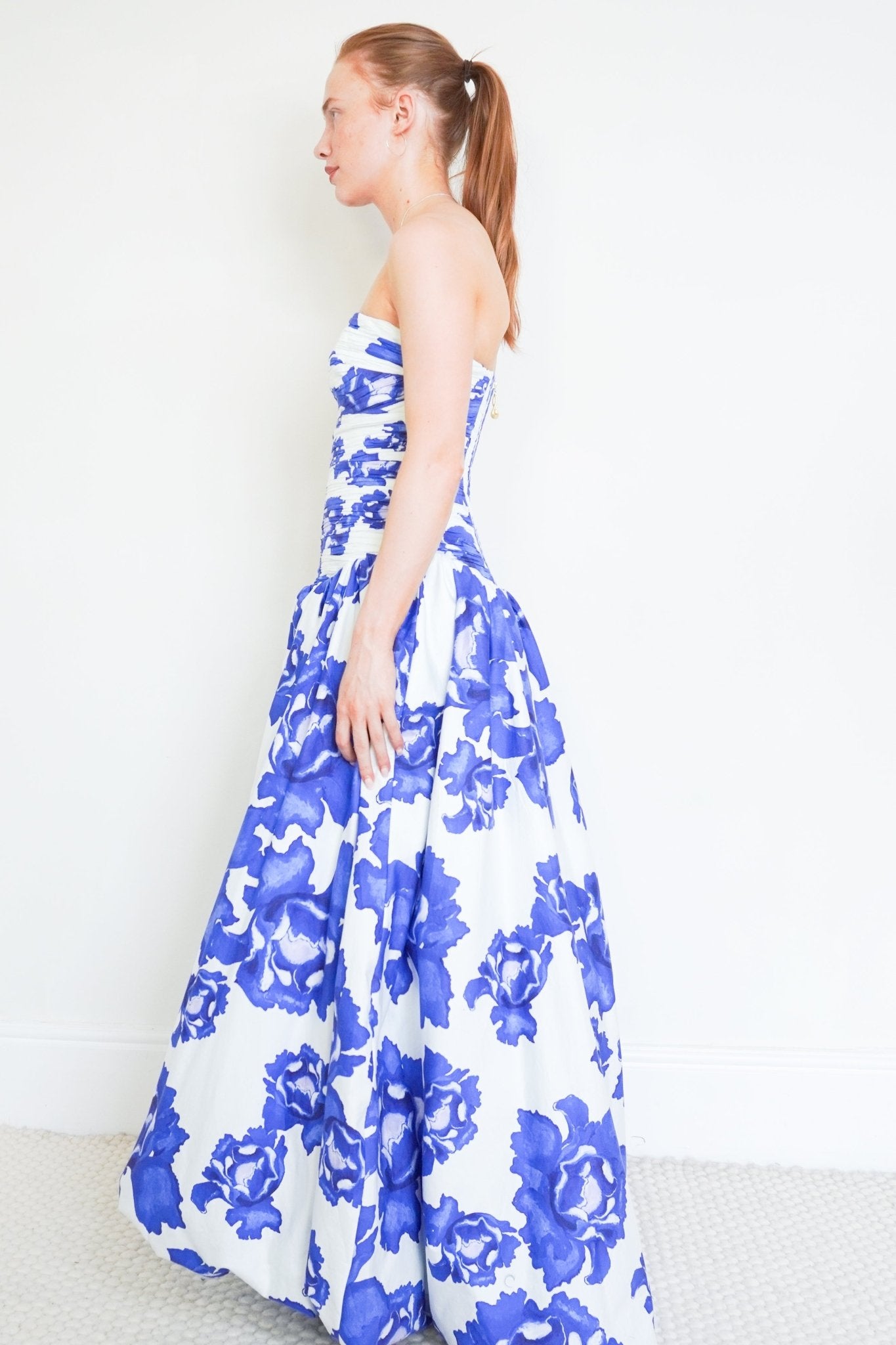 Aje Blue & White Strapless Maxi Evening Gown RRP £650 | Authentic Preloved - Reloved Again