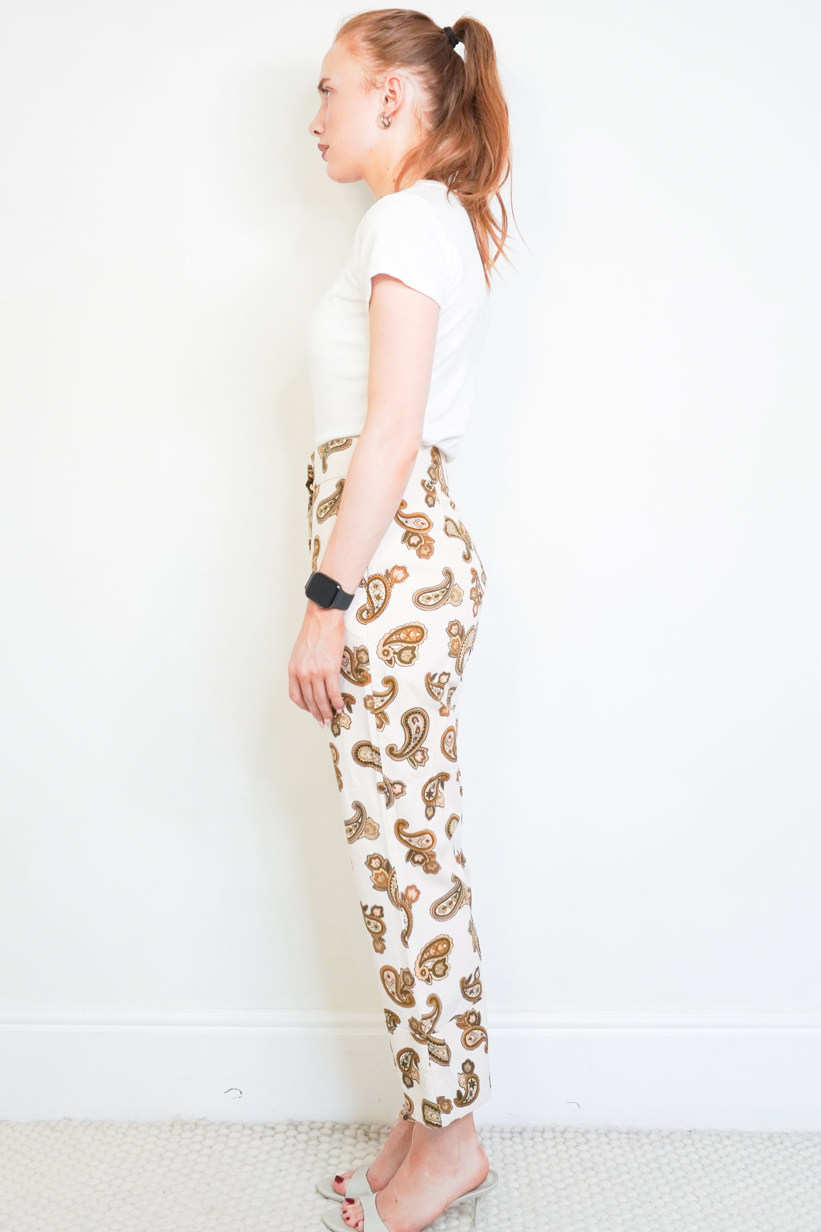Alémais Cream Paisley Cropped Trousers side photo chelsea london