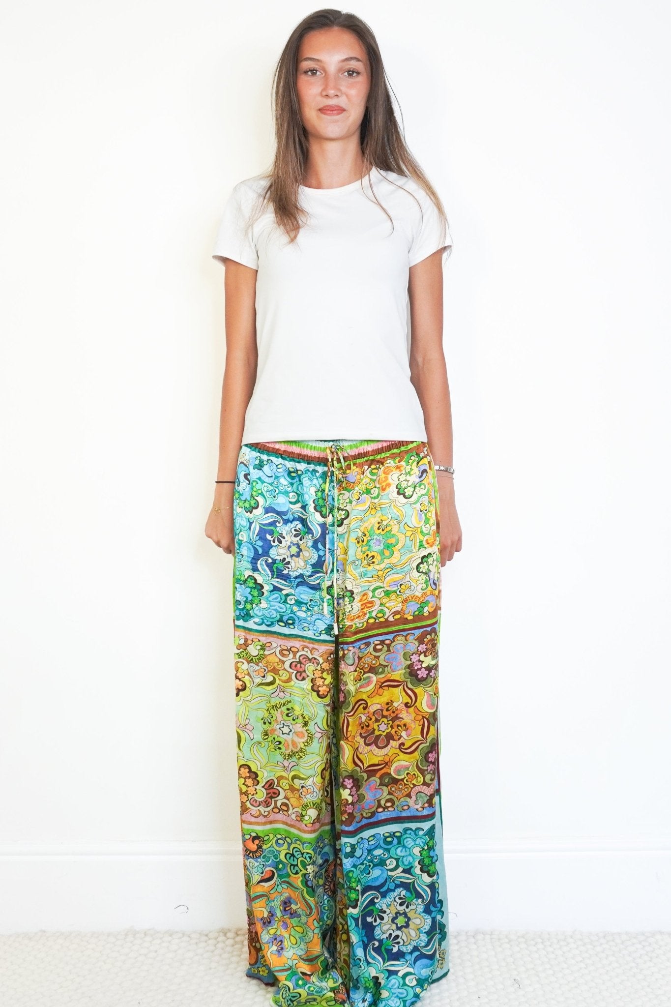 Alémais Nanci Floral-Print Silk Satin Wide-Leg Pants (RRP £250) | Authentic Preloved FINAL SALE - Reloved Again