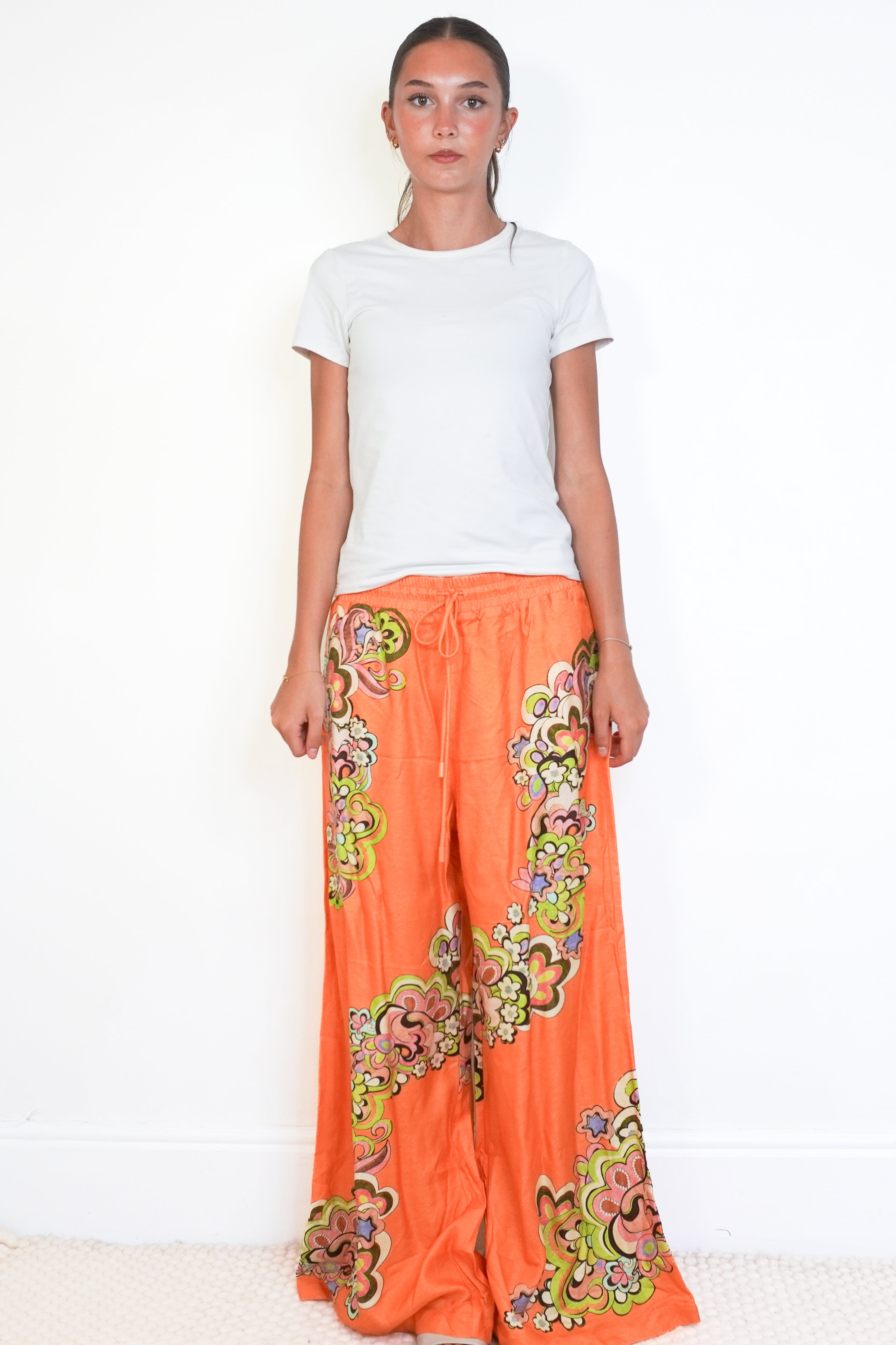 Alémais Starscape Floral-Print Wide-Leg Pants front photo chelsea london