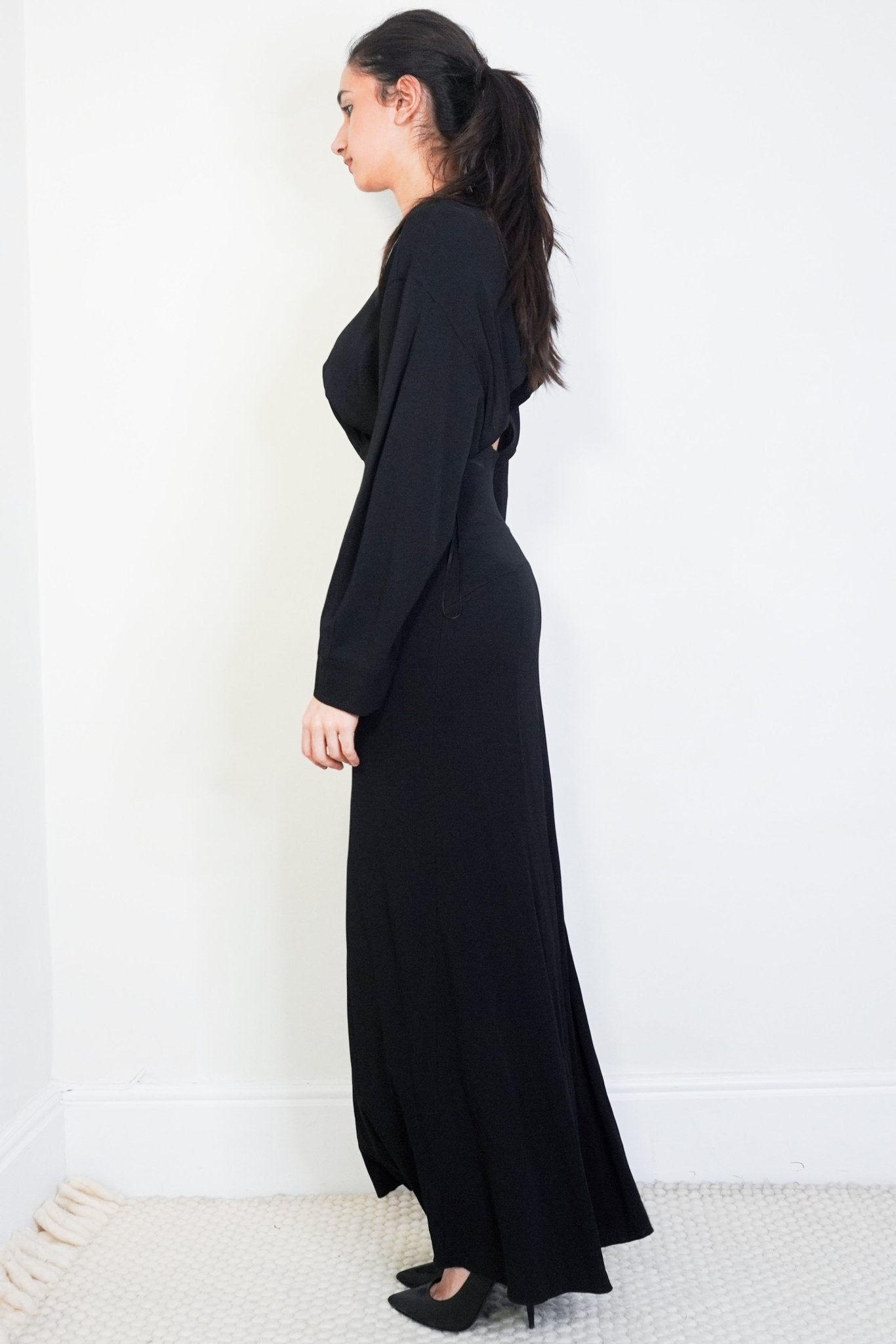 Alaïa Black Cut Out Long Sleeve Maxi Dress RRP £3000 | Authentic Preloved - Reloved Again