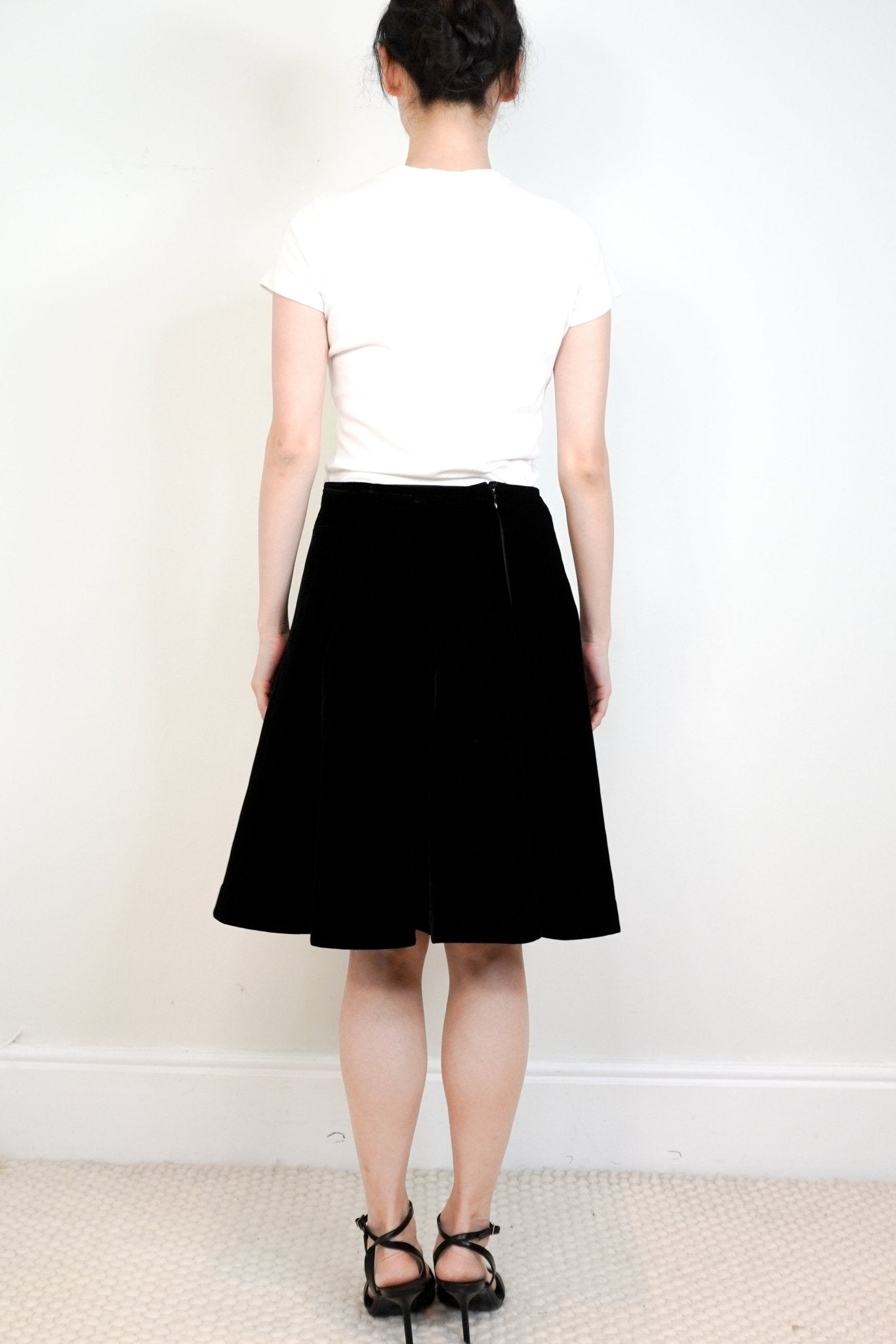 Alaïa Black Velvet A - Line Midi Skirt RRP £1.75K | Authentic Preloved - Reloved Again