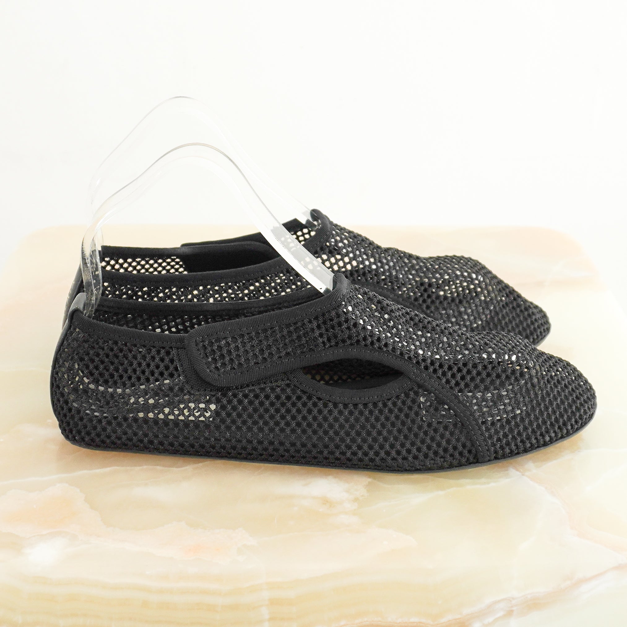 Alaïa Black Mesh Ballet Flats side photo chelsea london
