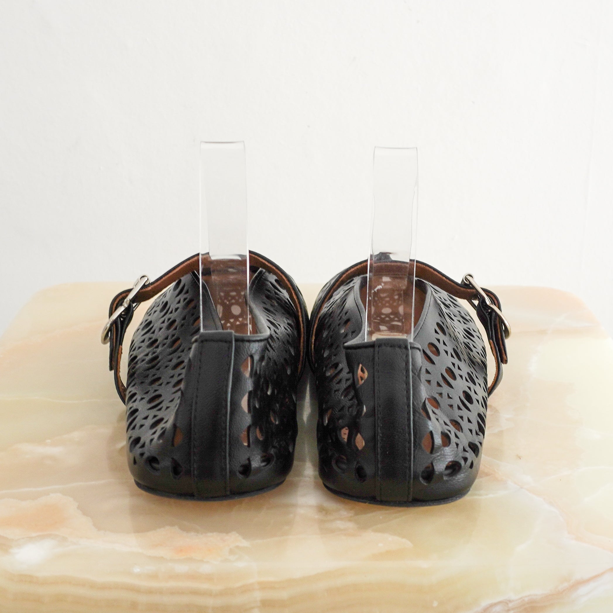 Alaïa Black Vienne Laser-Cut Lambskin Ballet Flats back photo chelsea london